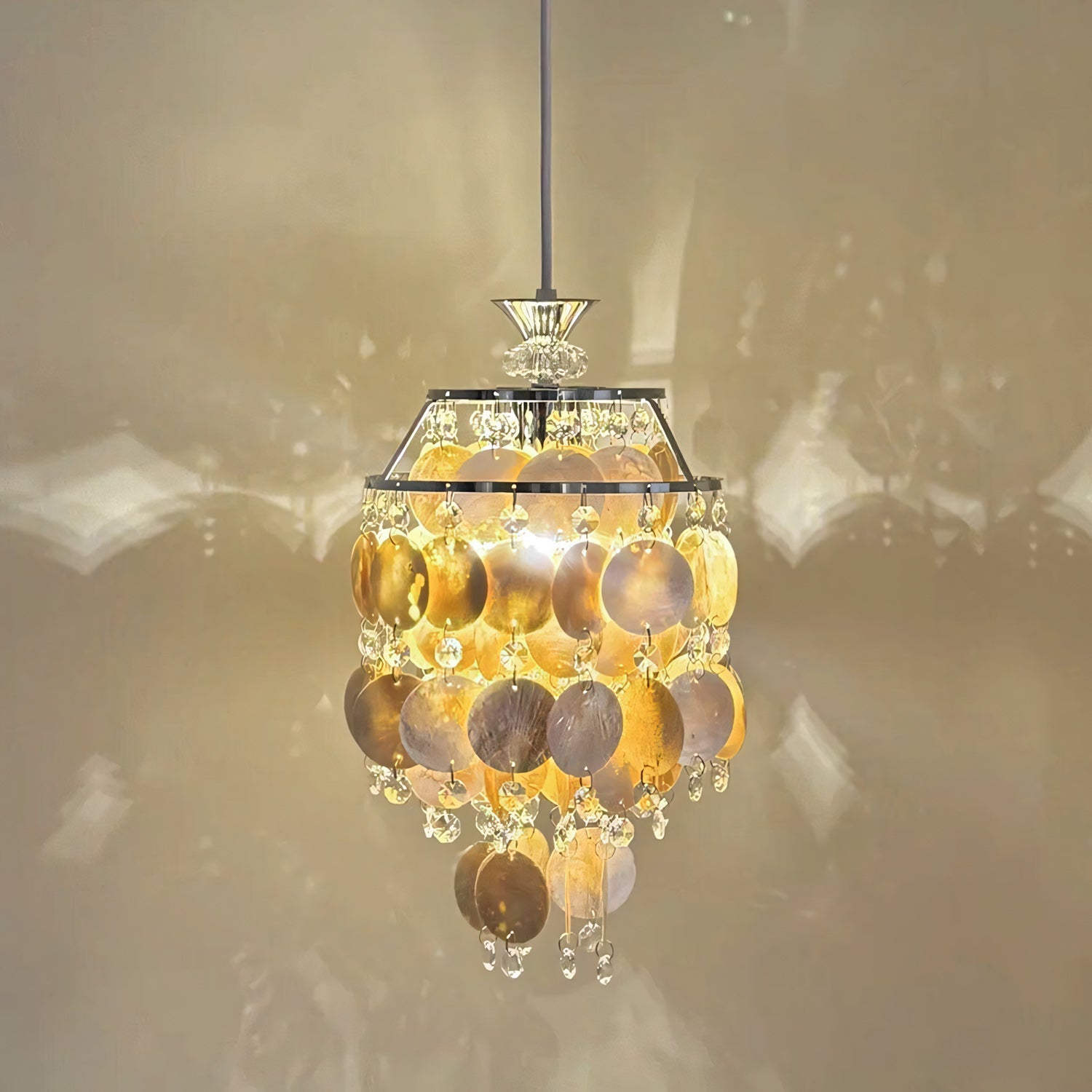 Capezy Tiered Shell and Crystal Pendant Light