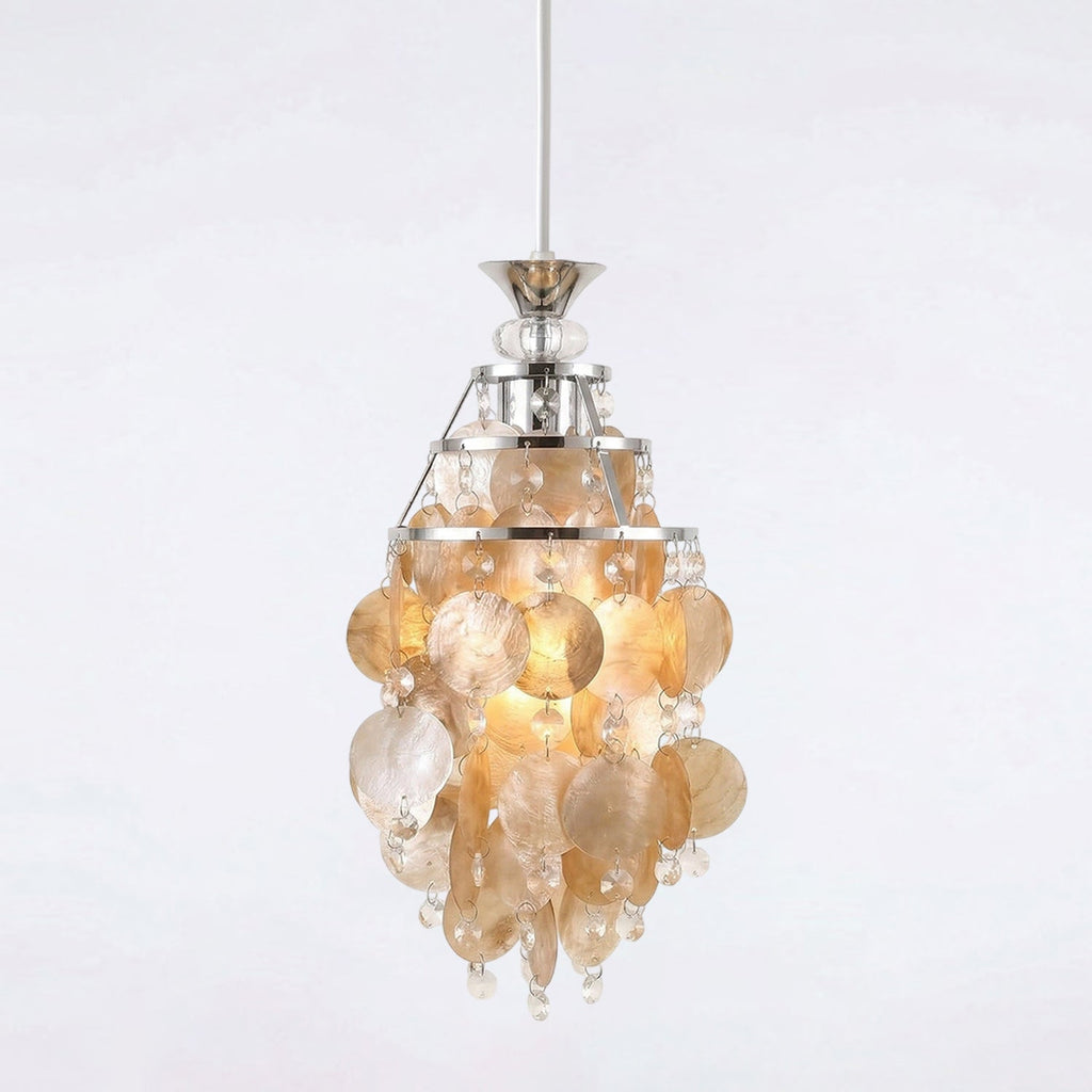 Capezy Tiered Shell and Crystal Pendant Light