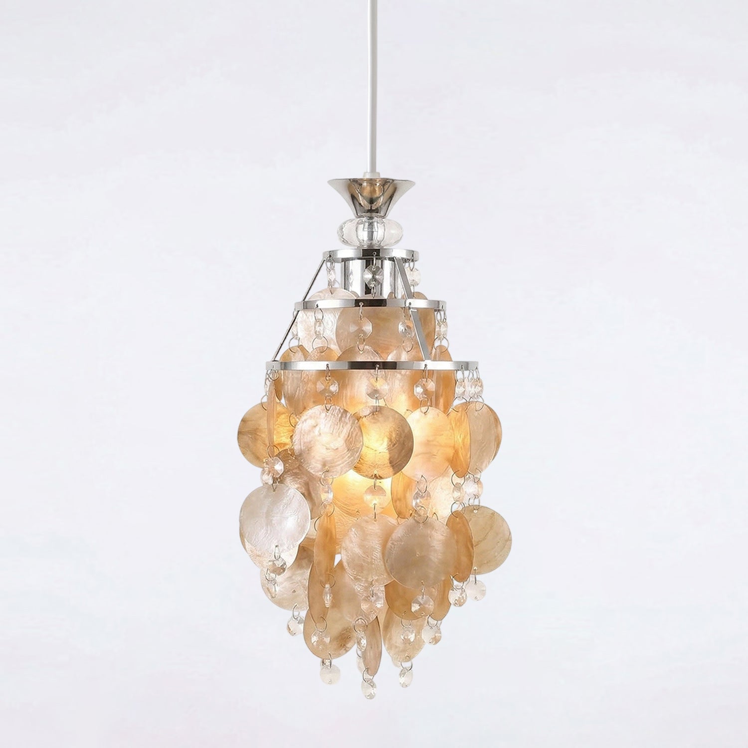 Capezy Tiered Shell and Crystal Pendant Light
