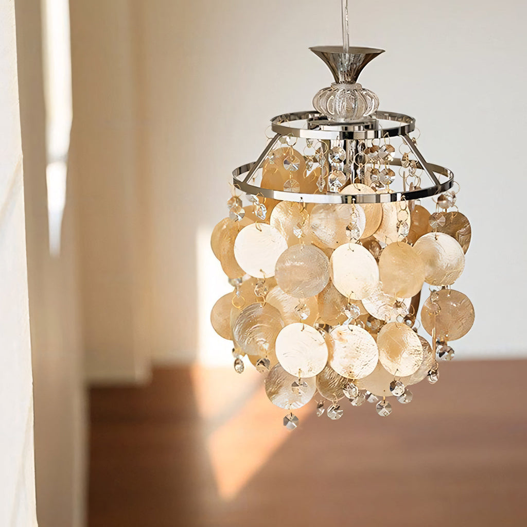 Capezy Tiered Shell and Crystal Pendant Light