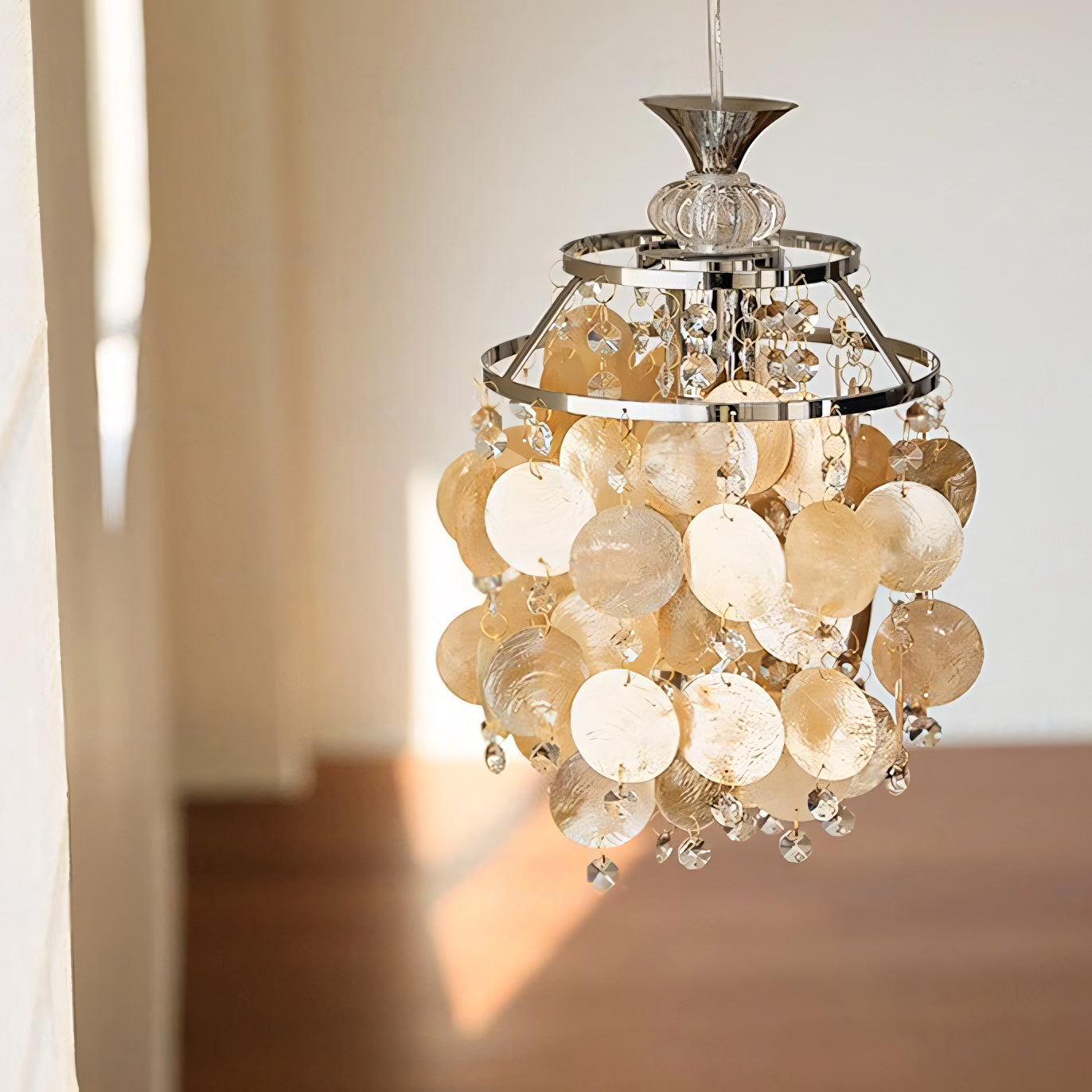 Capezy Tiered Shell and Crystal Pendant Light