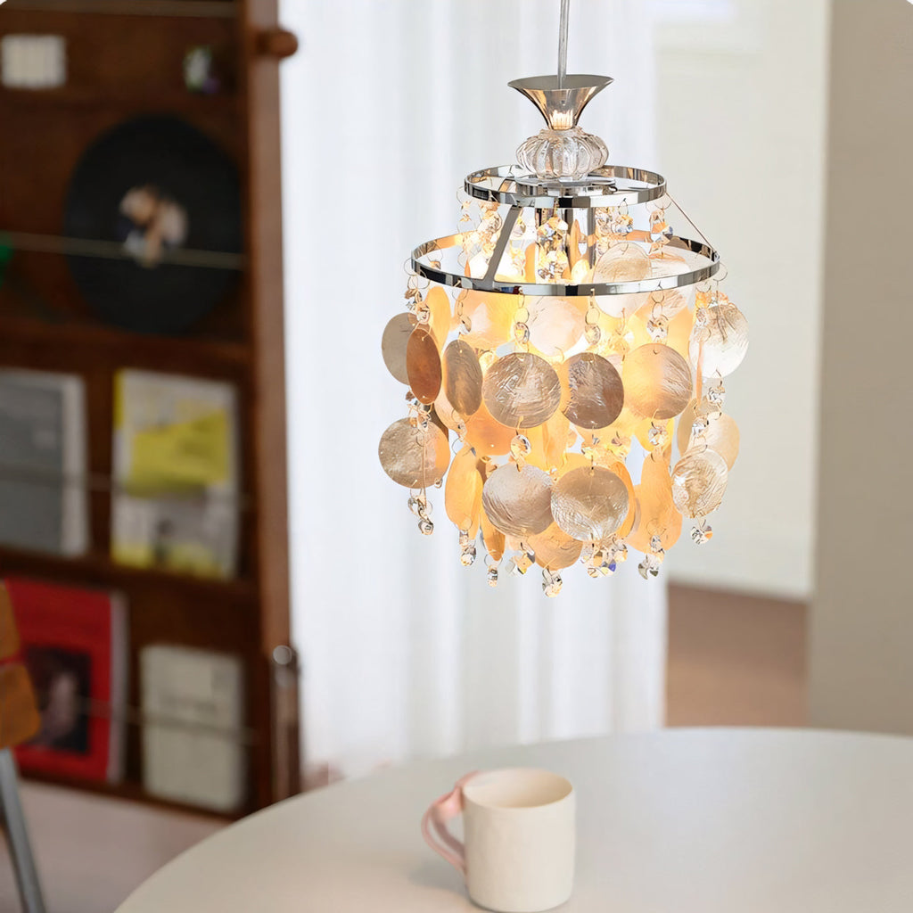 Capezy Tiered Shell and Crystal Pendant Light