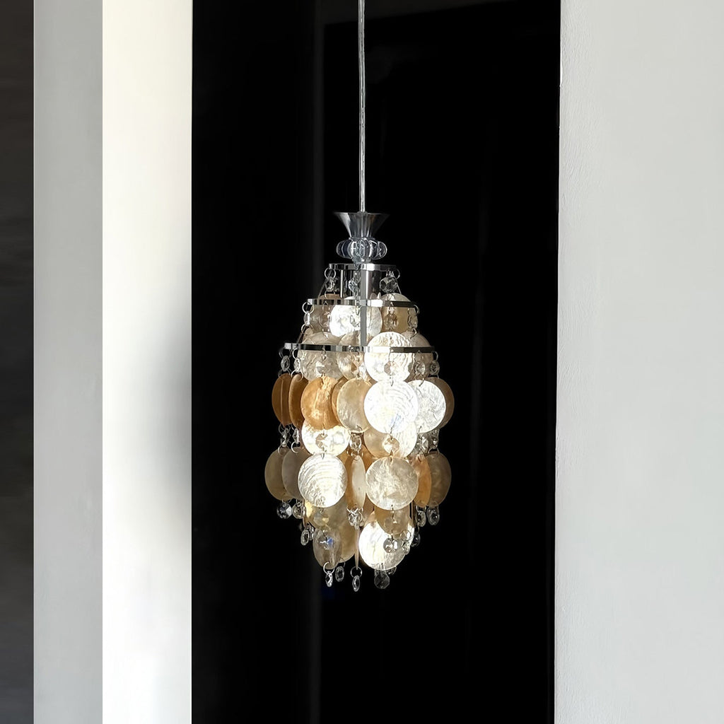 Capezy Tiered Shell and Crystal Pendant Light