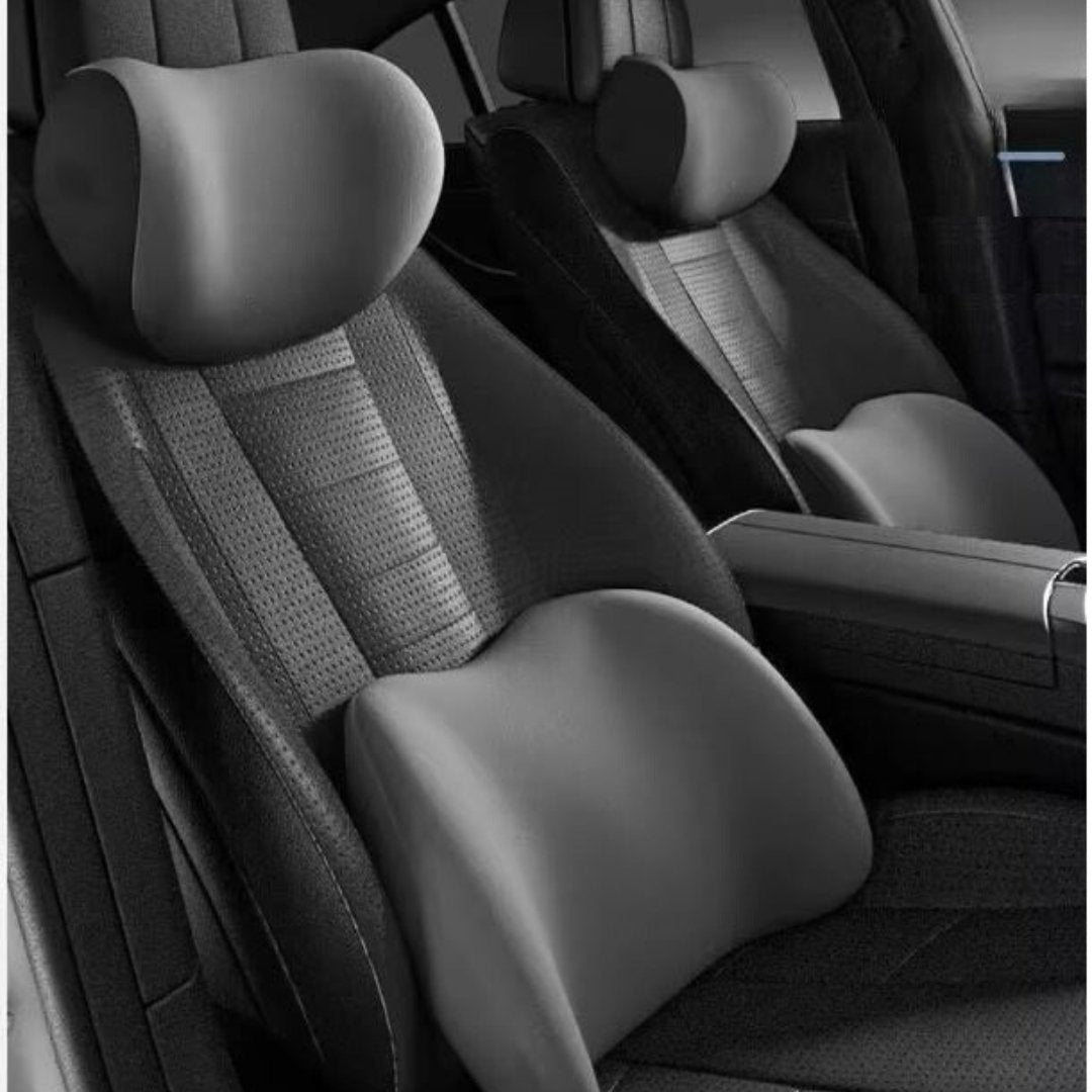 Car Seat Support Set Memory Foam Neck and Lumbar Cushions
