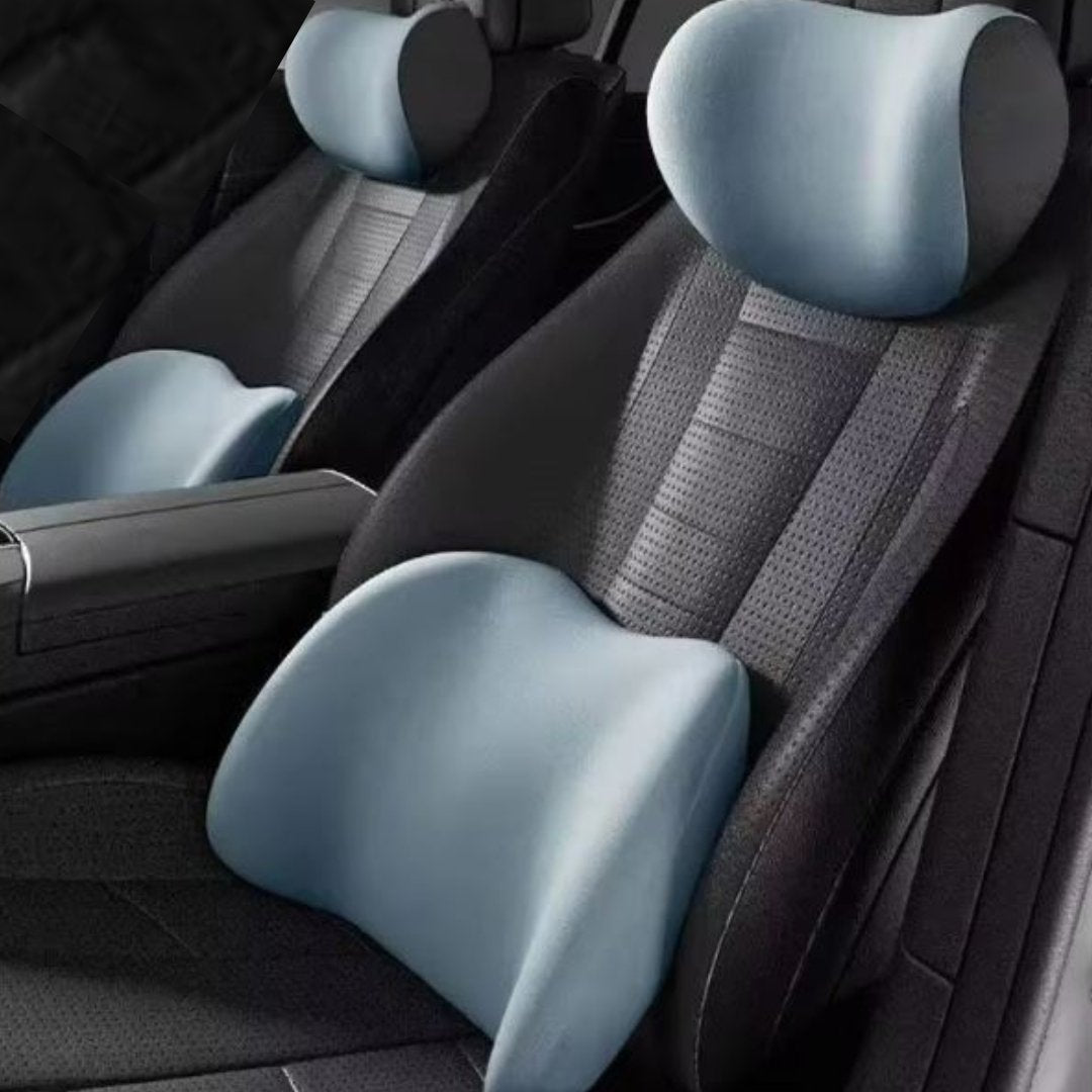 Car Seat Support Set Memory Foam Neck and Lumbar Cushions