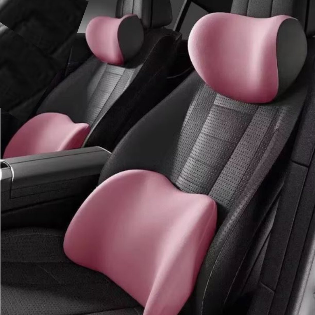 Car Seat Support Set Memory Foam Neck and Lumbar Cushions