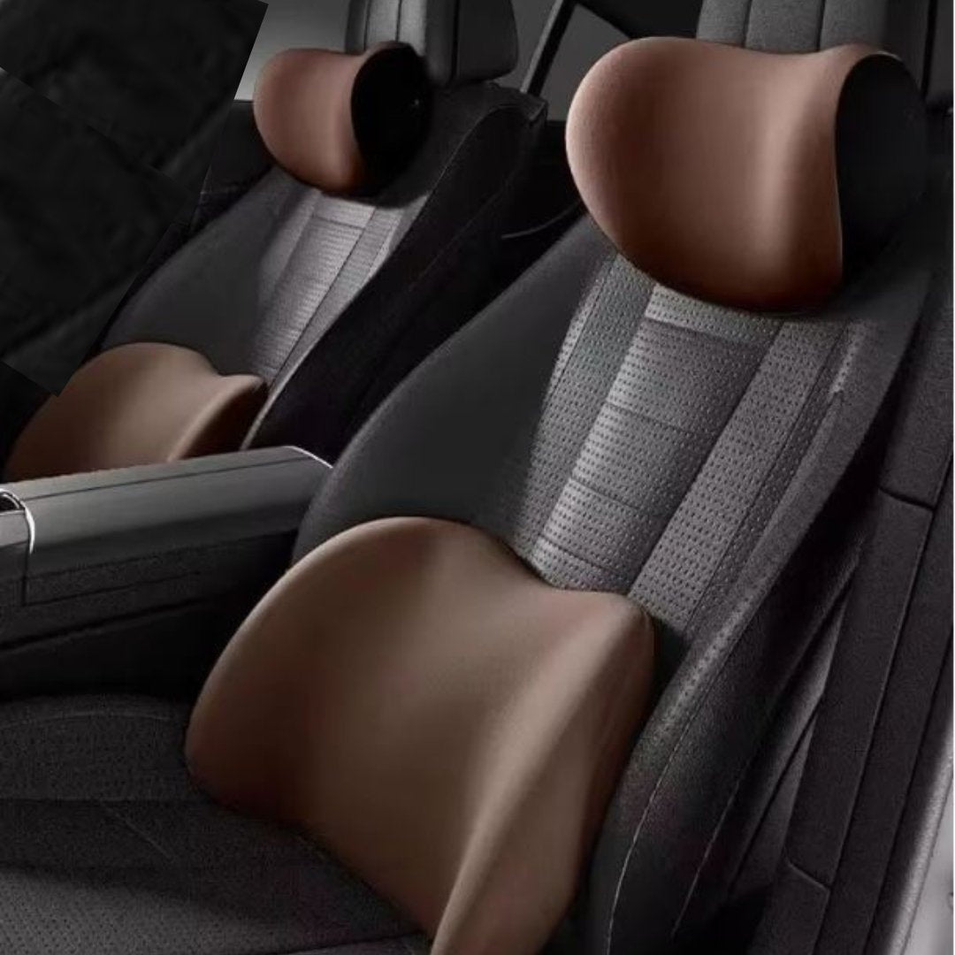 Car Seat Support Set Memory Foam Neck and Lumbar Cushions