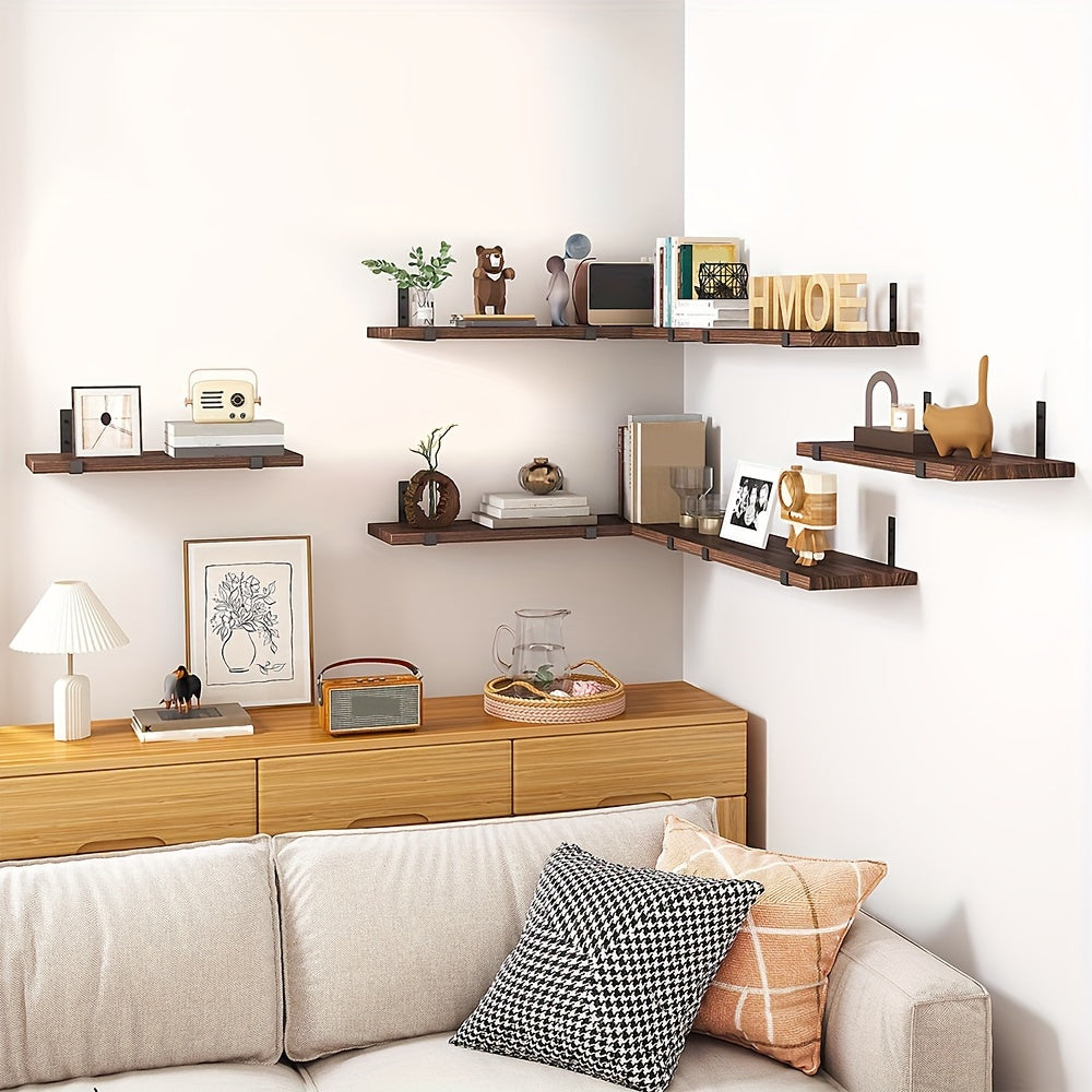 CarbonLinie: Wooden Wall Shelves – Decorative, Sturdy & Floating in Farmhouse Style for Bedrooms & Living Rooms