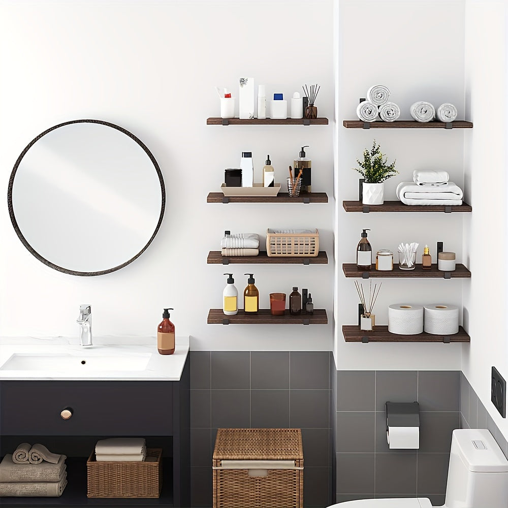 CarbonLinie: Wooden Wall Shelves – Decorative, Sturdy & Floating in Farmhouse Style for Bedrooms & Living Rooms