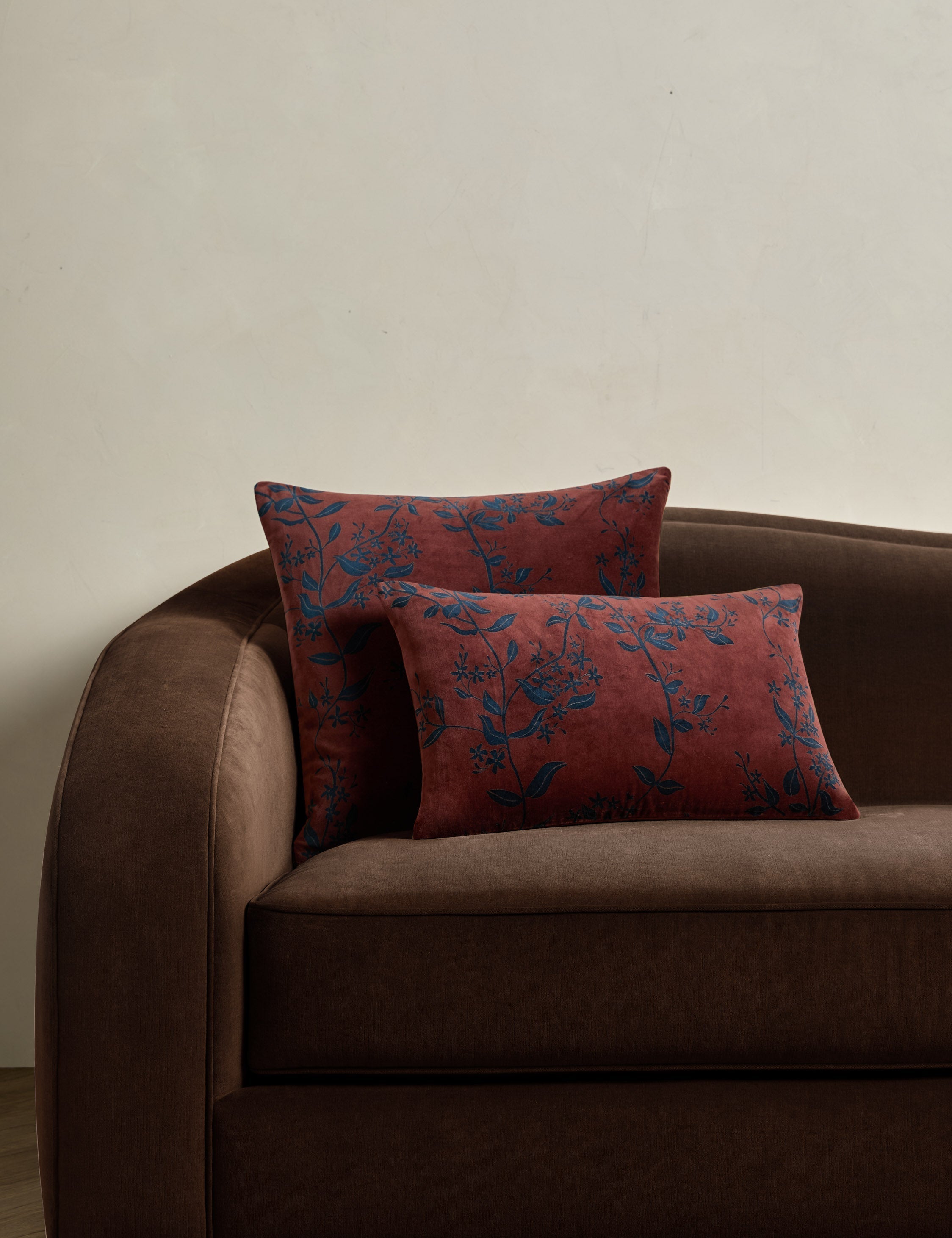 Carmine Luxe Pillow | Dark Floral Print, Rich Velvet