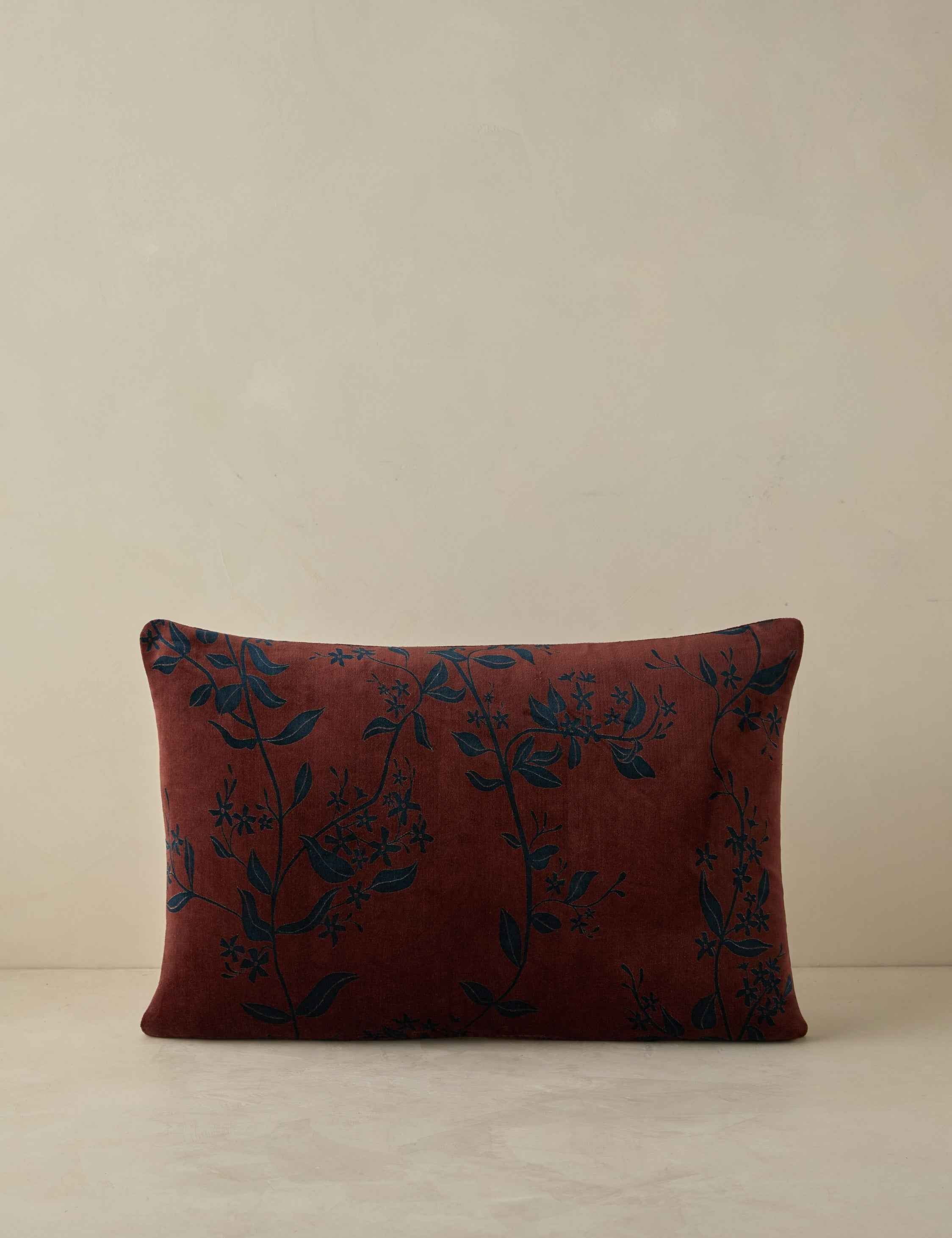 Carmine Luxe Pillow | Dark Floral Print, Rich Velvet