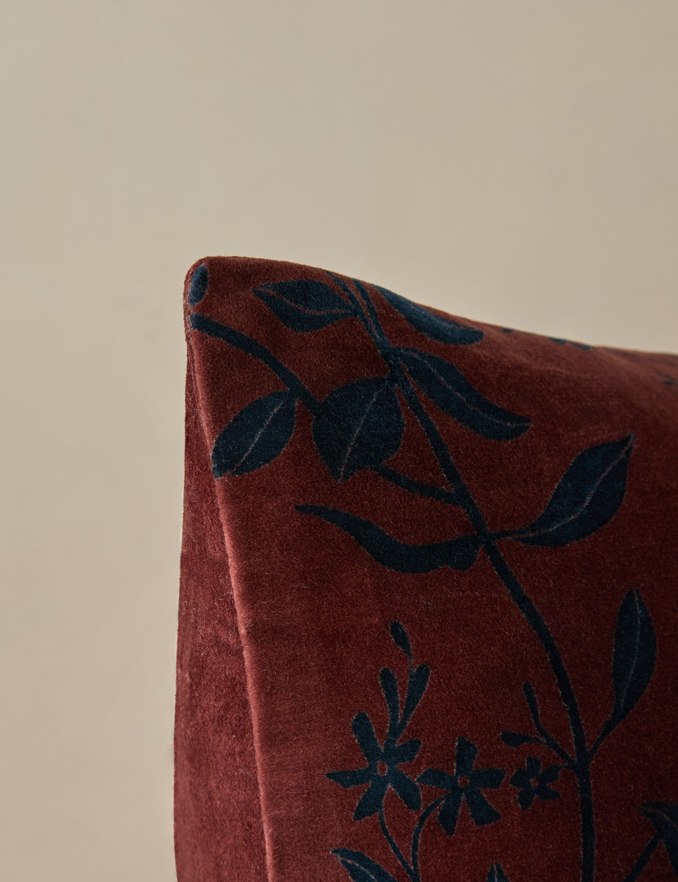Carmine Luxe Pillow | Dark Floral Print, Rich Velvet