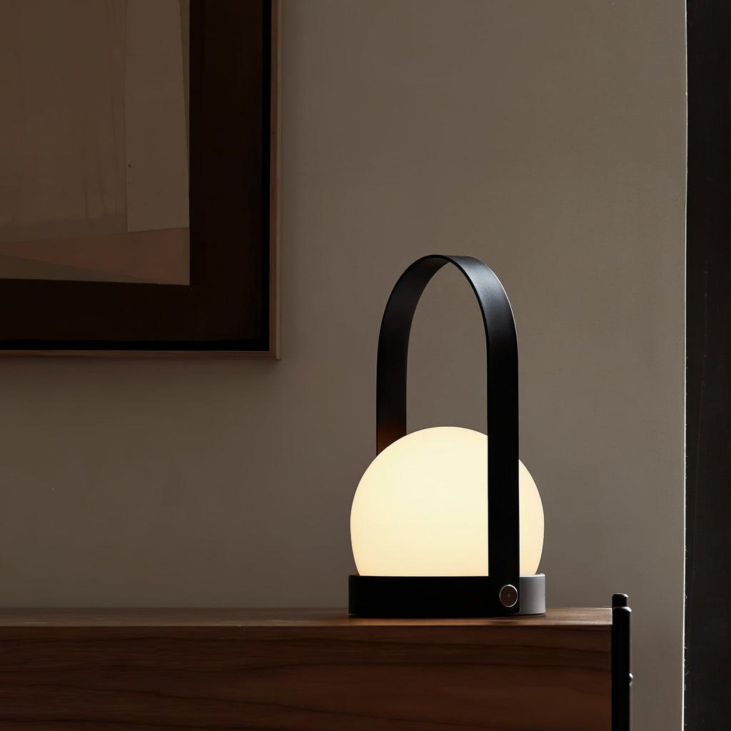 Carrie Cordless Portable Table Lamp with Glass Globe