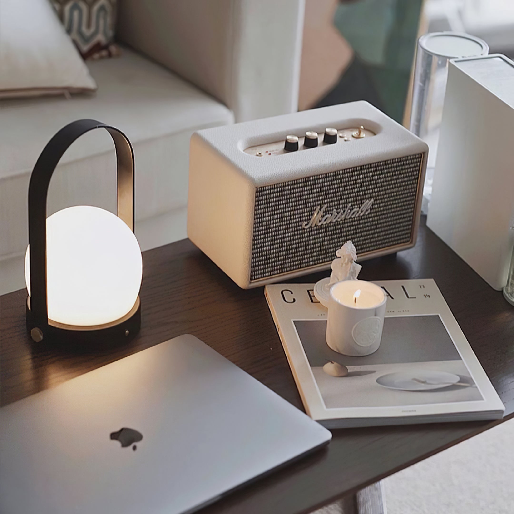 Carrie Cordless Portable Table Lamp with Glass Globe