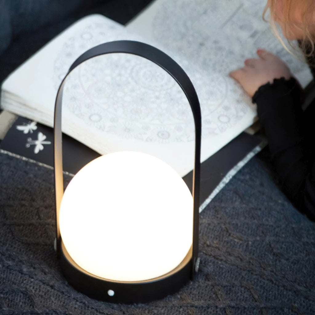 Carrie Cordless Portable Table Lamp with Glass Globe
