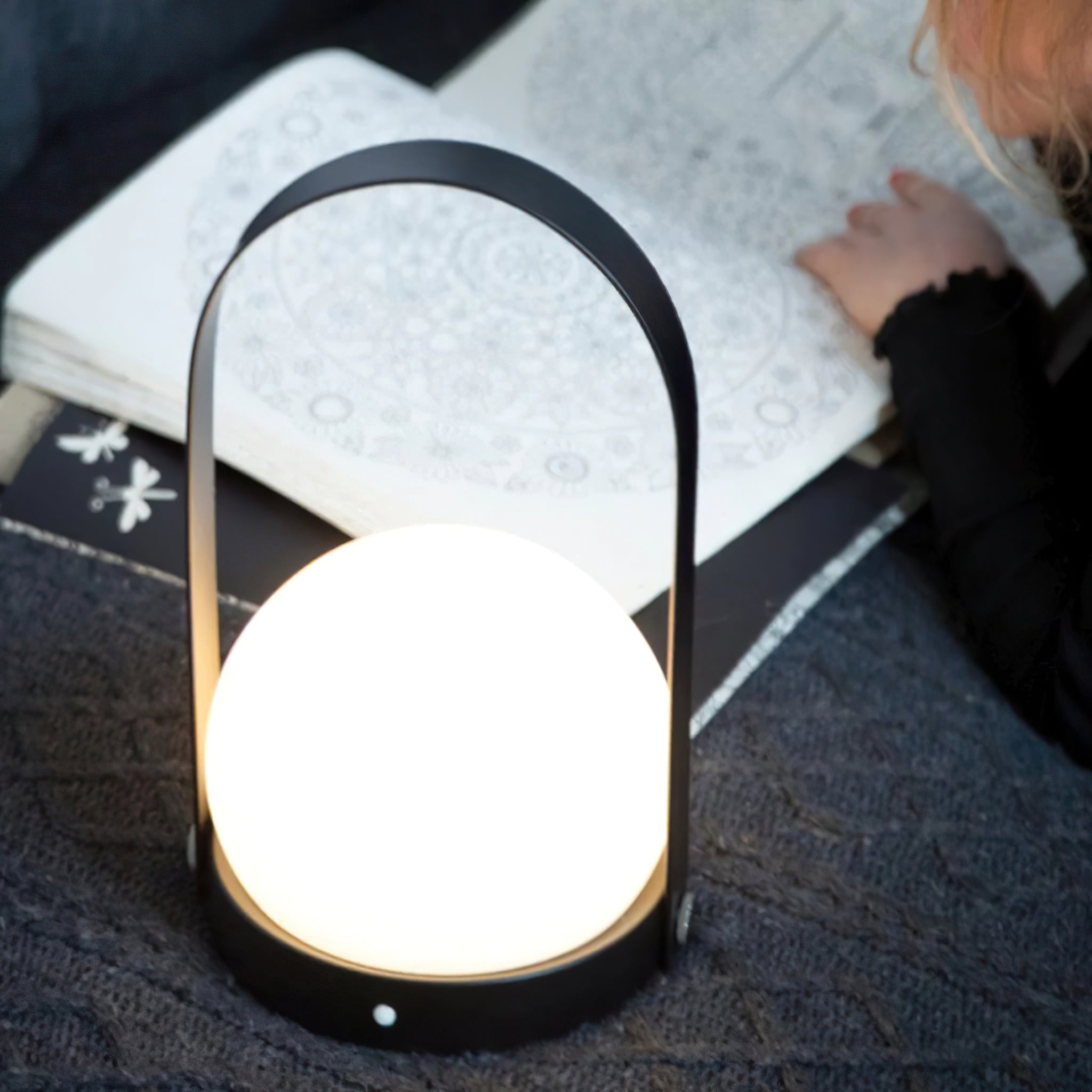 Carrie Cordless Portable Table Lamp with Glass Globe