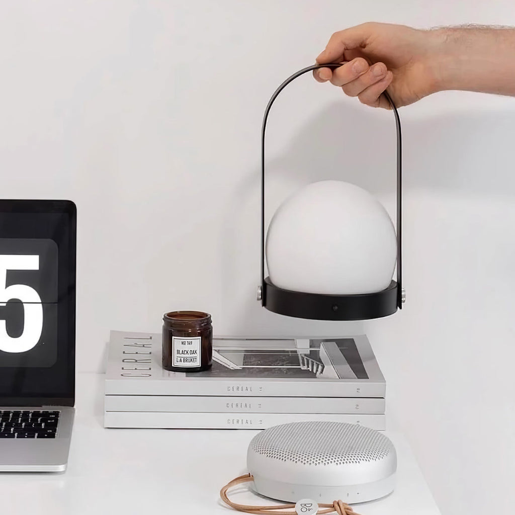 Carrie Cordless Portable Table Lamp with Glass Globe