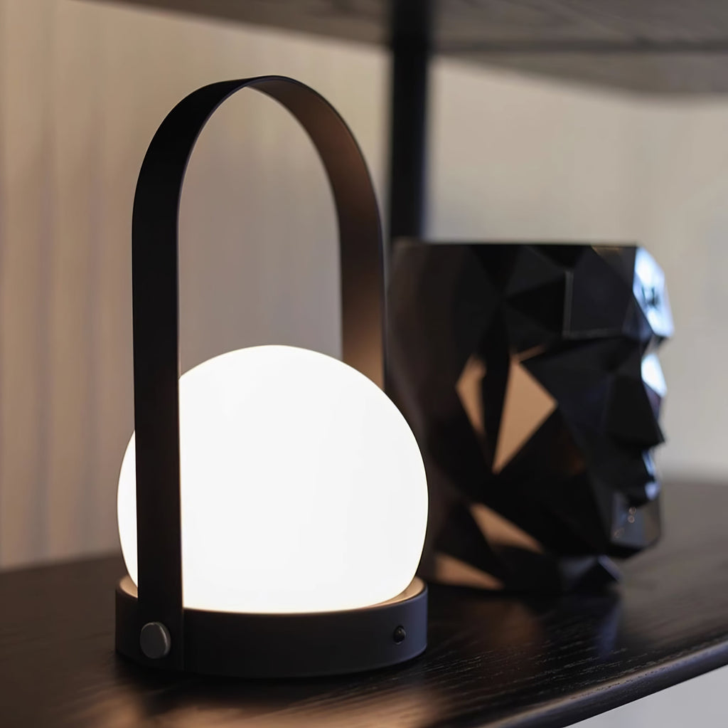 Carrie Cordless Portable Table Lamp with Glass Globe