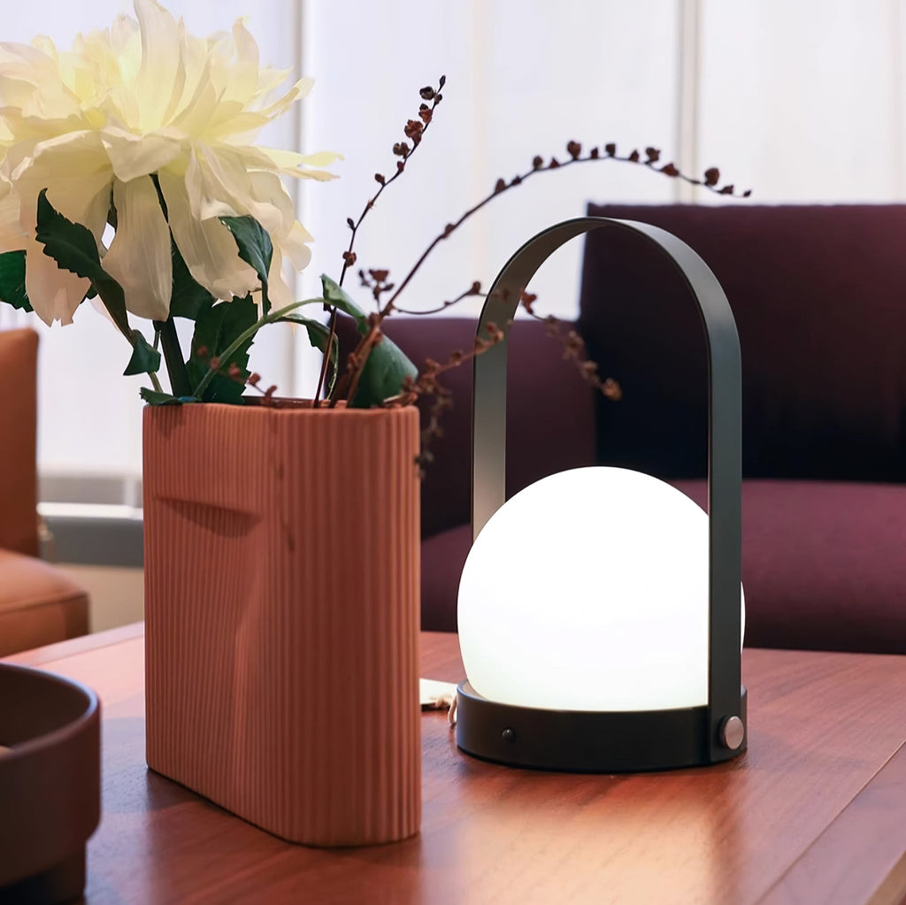 Carrie Cordless Portable Table Lamp with Glass Globe