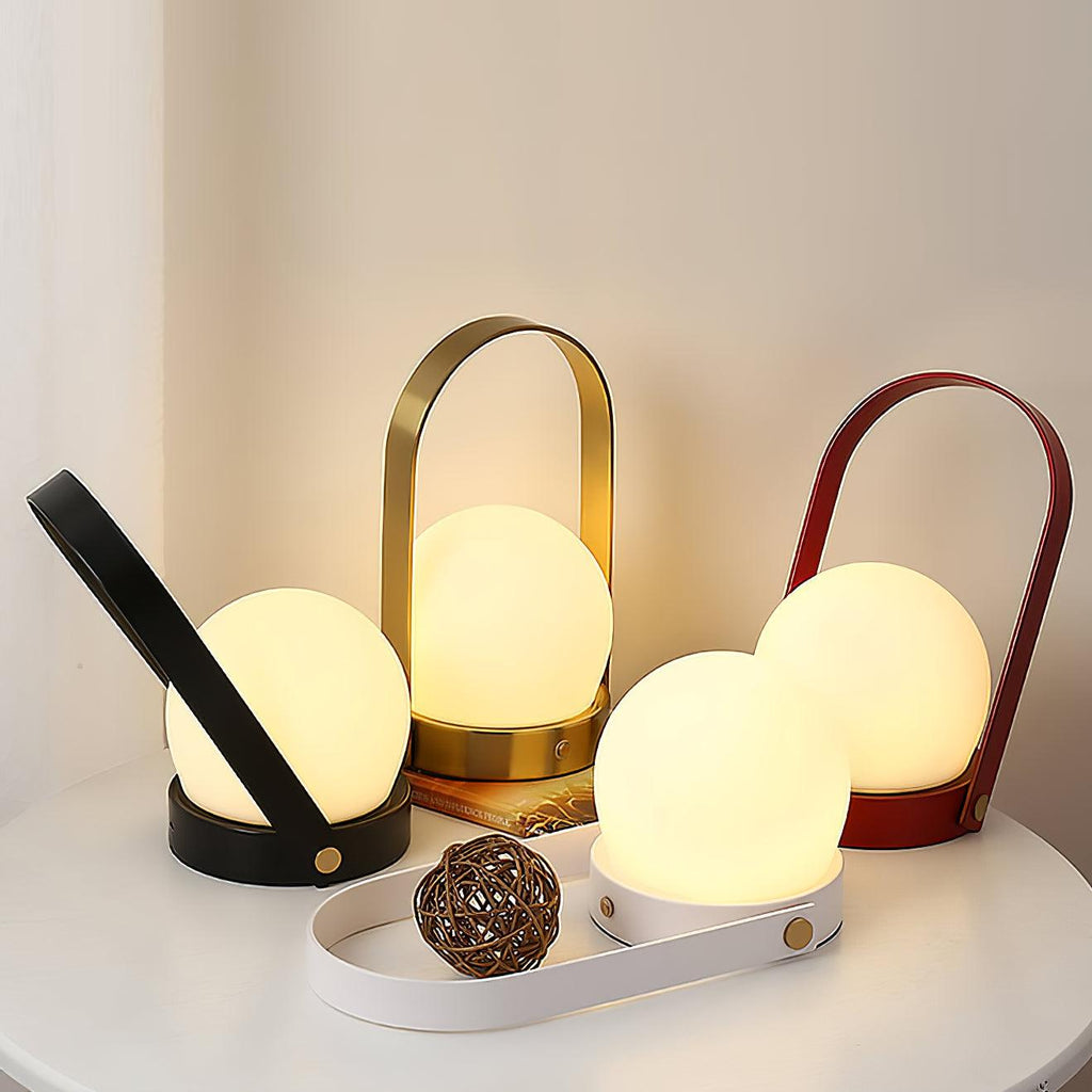 Carrie Cordless Portable Table Lamp with Glass Globe