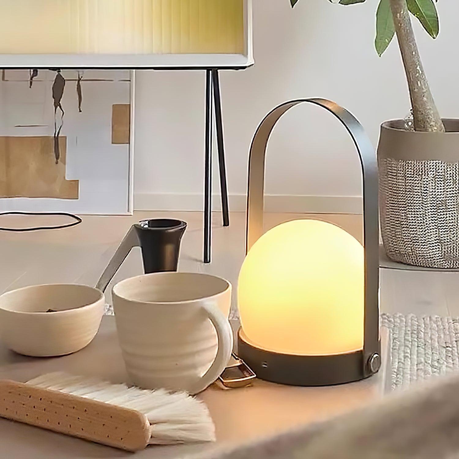 Carrie Cordless Portable Table Lamp with Glass Globe