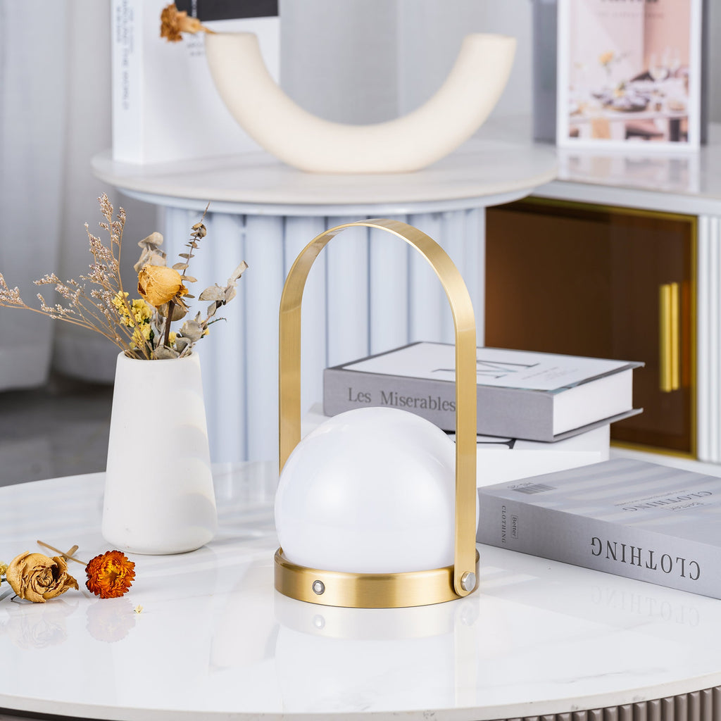 Carrie Cordless Portable Table Lamp with Glass Globe