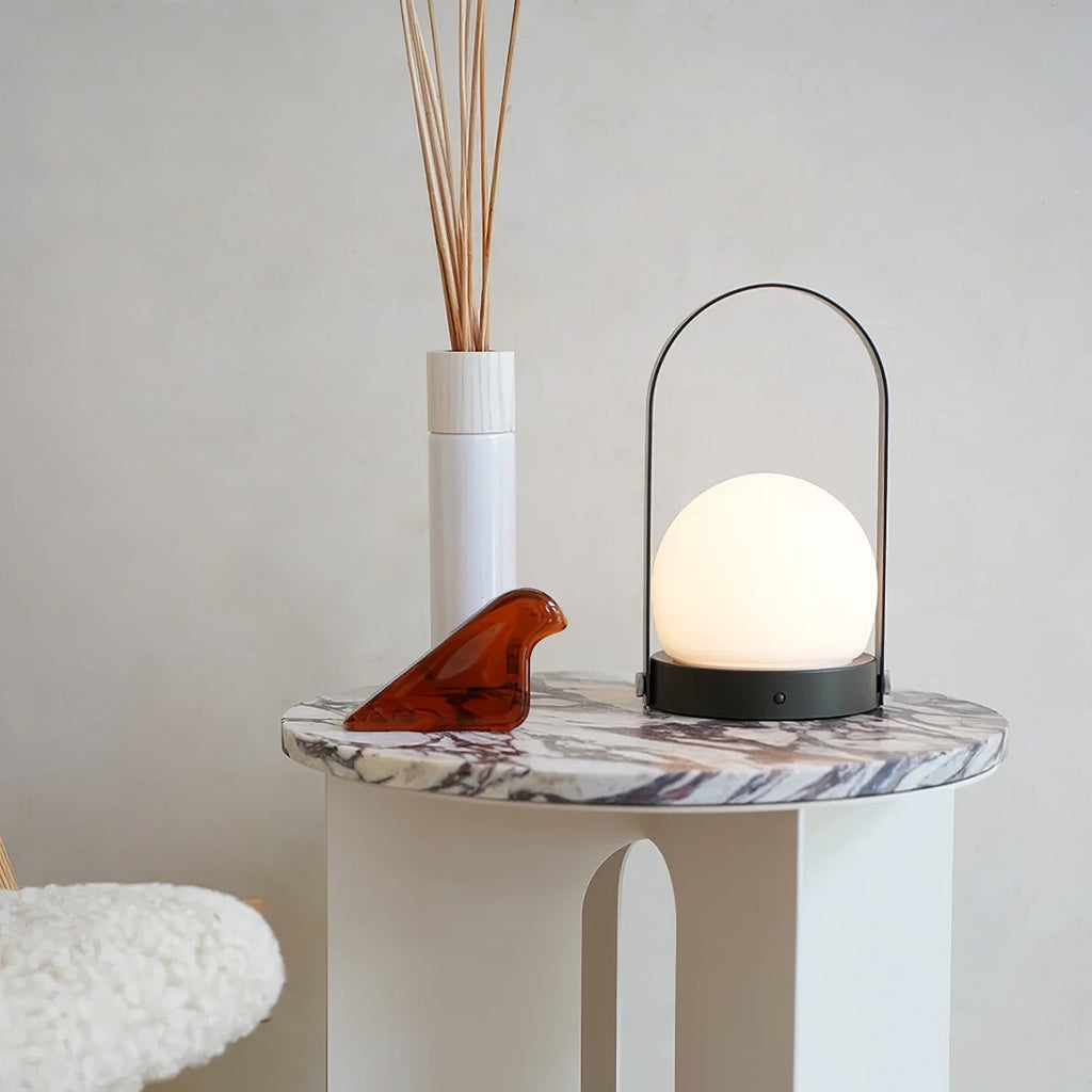 Carrie Cordless Portable Table Lamp with Glass Globe