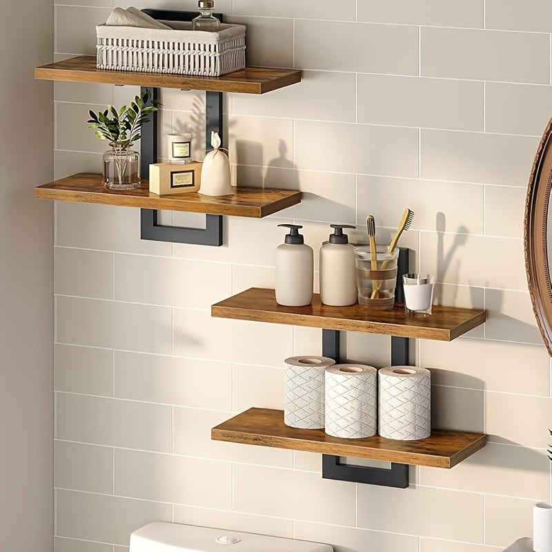CasaBraun: Decorative Wall Shelves – Robust, Space-Saving & Hanging in Rustic Wood Design for Living Room & Bathroom