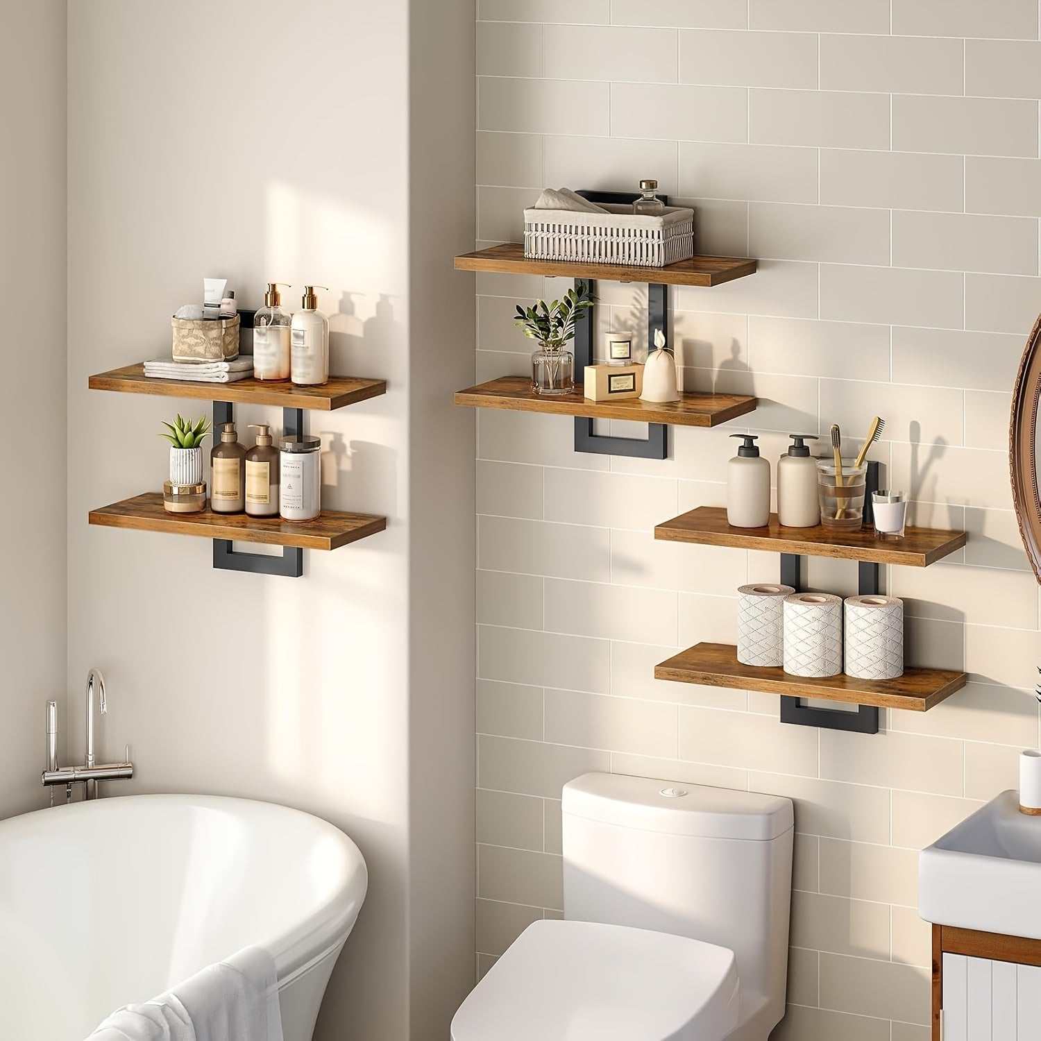 CasaBraun: Decorative Wall Shelves – Robust, Space-Saving & Hanging in Rustic Wood Design for Living Room & Bathroom