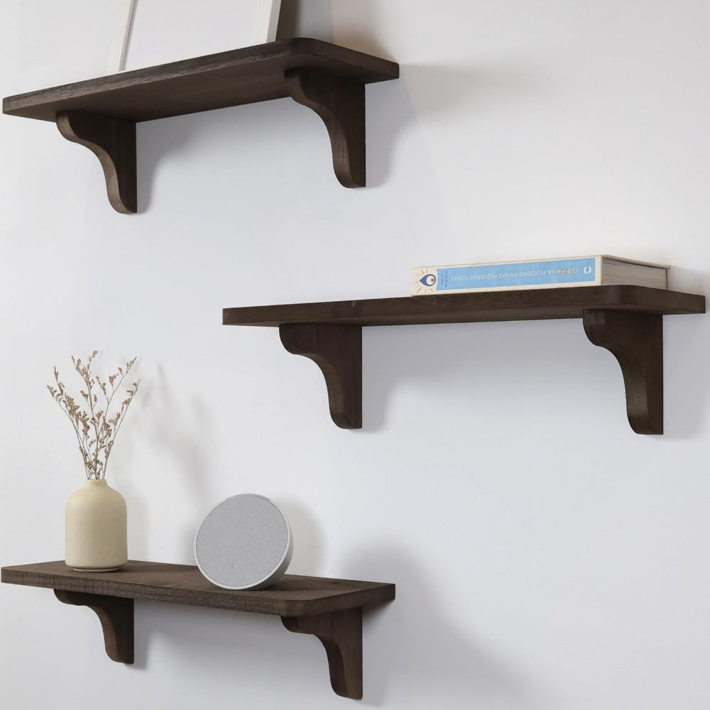CasaRustik: Decorative Wall Shelves – Set of 2, Solid & Hanging for Living Accessories & Organization in the Living Room & Hallway