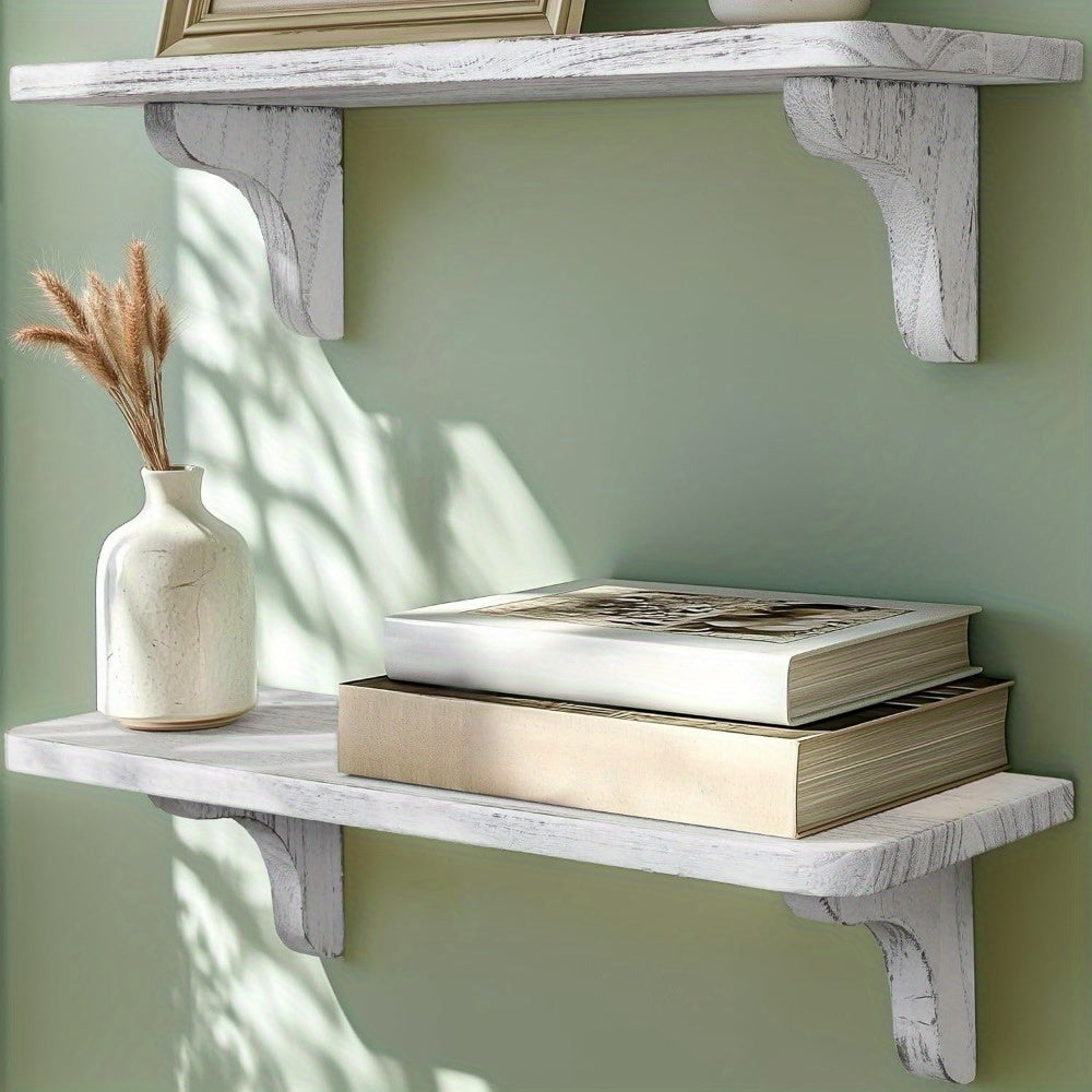 CasaRustik: Decorative Wall Shelves – Set of 2, Solid & Hanging for Living Accessories & Organization in the Living Room & Hallway