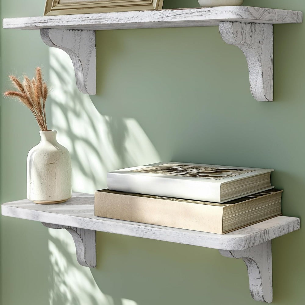 CasaRustik: Decorative Wall Shelves – Set of 2, Solid & Hanging for Living Accessories & Organization in the Living Room & Hallway