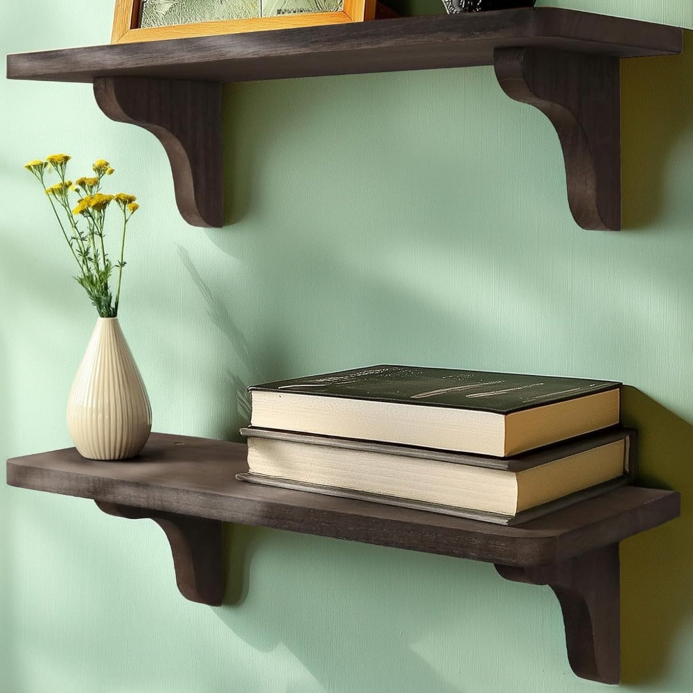 CasaRustik: Decorative Wall Shelves – Set of 2, Solid & Hanging for Living Accessories & Organization in the Living Room & Hallway