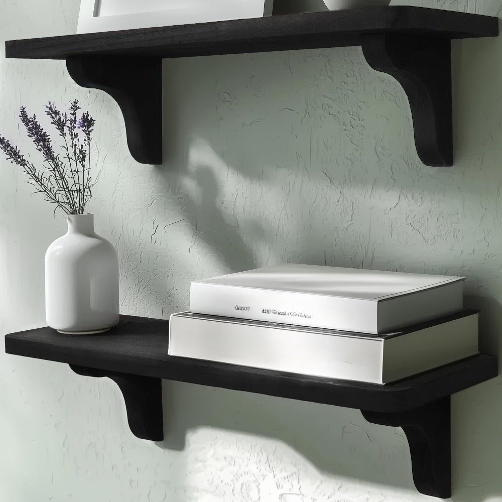 CasaRustik: Decorative Wall Shelves – Set of 2, Solid & Hanging for Living Accessories & Organization in the Living Room & Hallway
