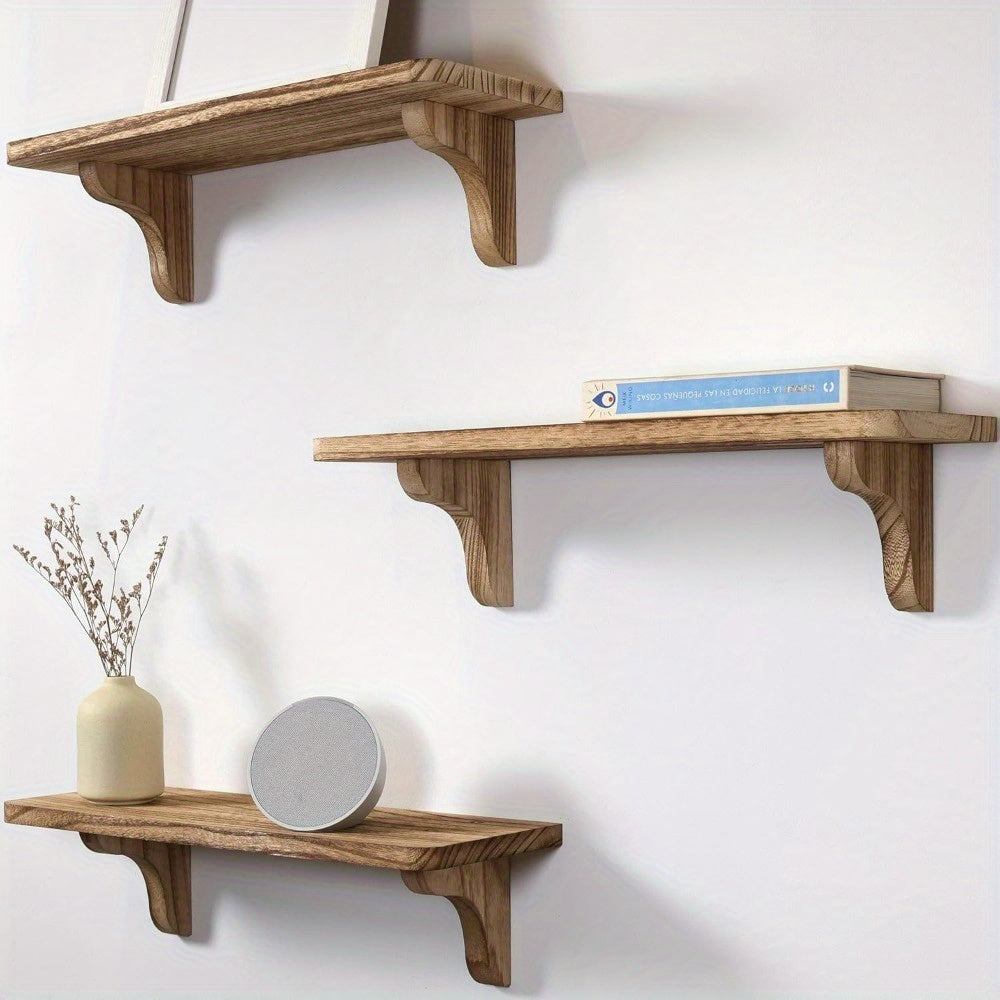 CasaRustik: Decorative Wall Shelves – Set of 2, Solid & Hanging for Living Accessories & Organization in the Living Room & Hallway
