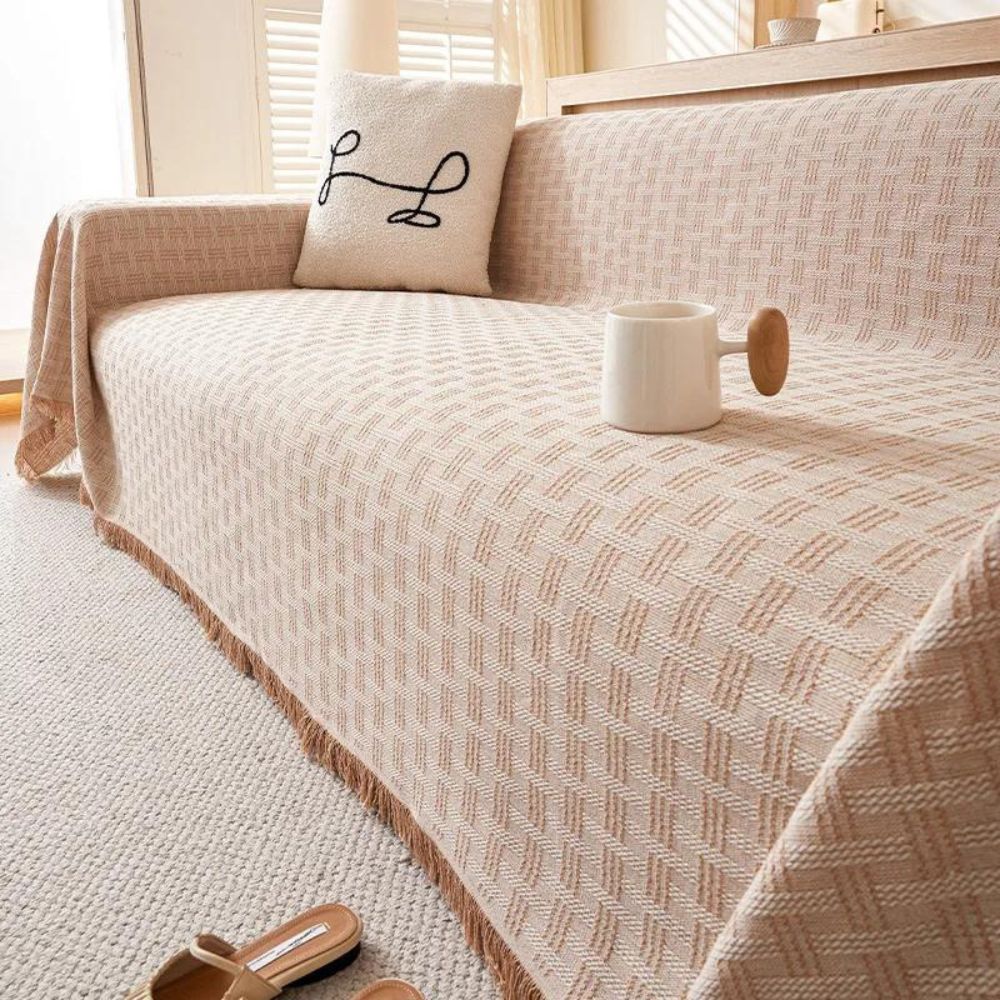 CasaSerene: Sofa Cover in Geometric Pattern Made of Brushed Microfiber with Quilted Structure – for Sofa & Living Room