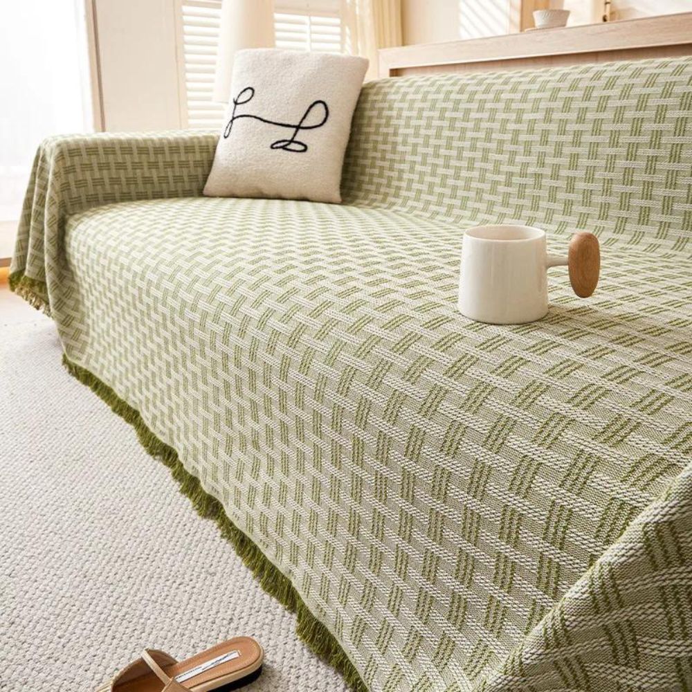 CasaSerene: Sofa Cover in Geometric Pattern Made of Brushed Microfiber with Quilted Structure – for Sofa & Living Room