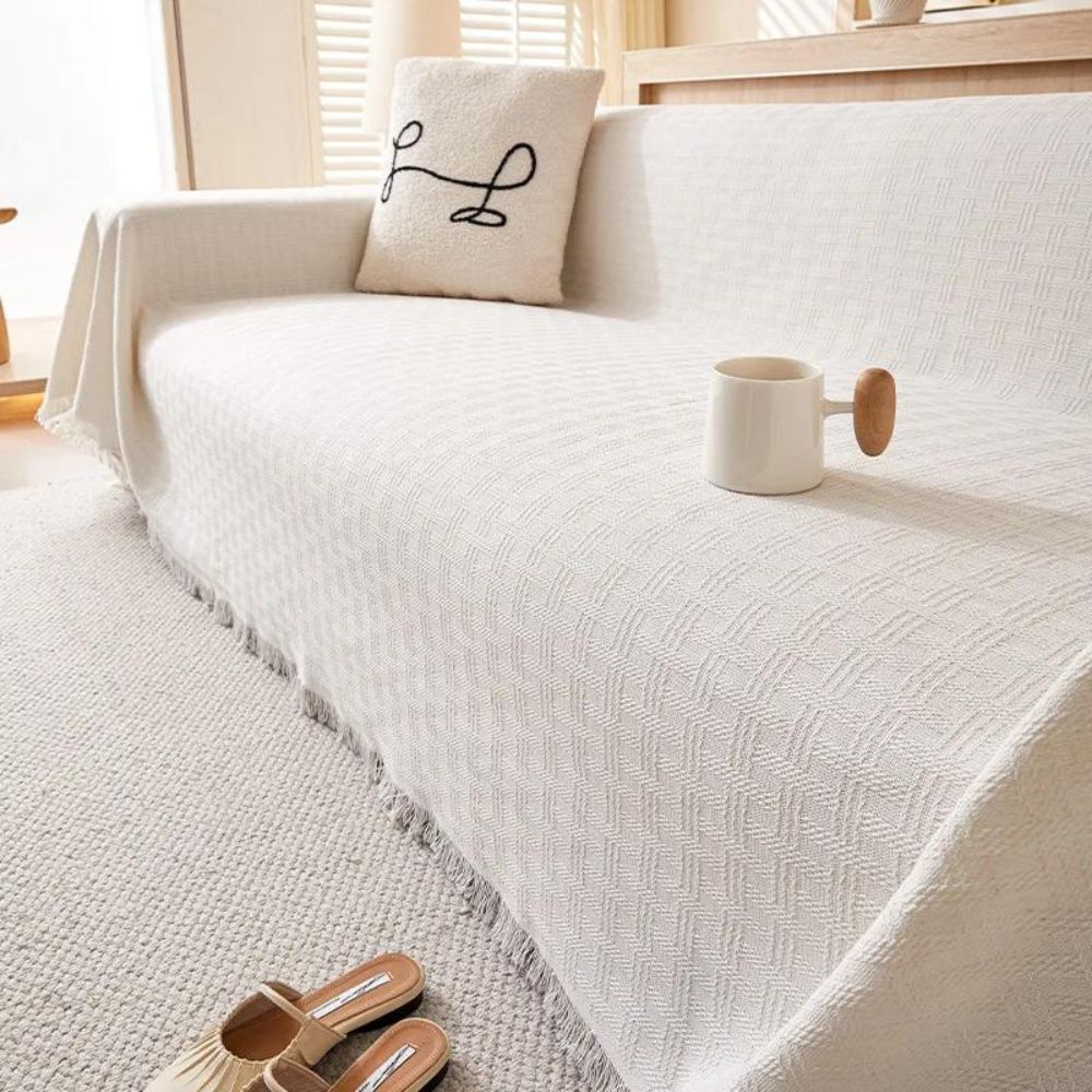 CasaSerene: Sofa Cover in Geometric Pattern Made of Brushed Microfiber with Quilted Structure – for Sofa & Living Room
