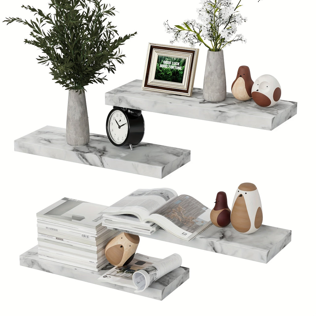 CasaWeiss: Wooden Wall Shelves – Set of 4, Modern & Hanging with Invisible Mounting for Plants & Photos in the Living Room