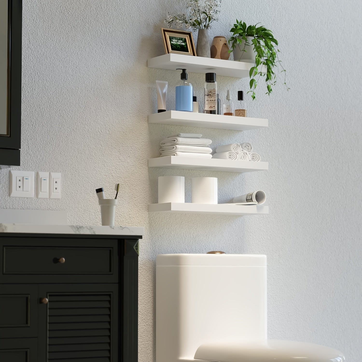 CasaWeiss: Wooden Wall Shelves – Set of 4, Modern & Hanging with Invisible Mounting for Plants & Photos in the Living Room