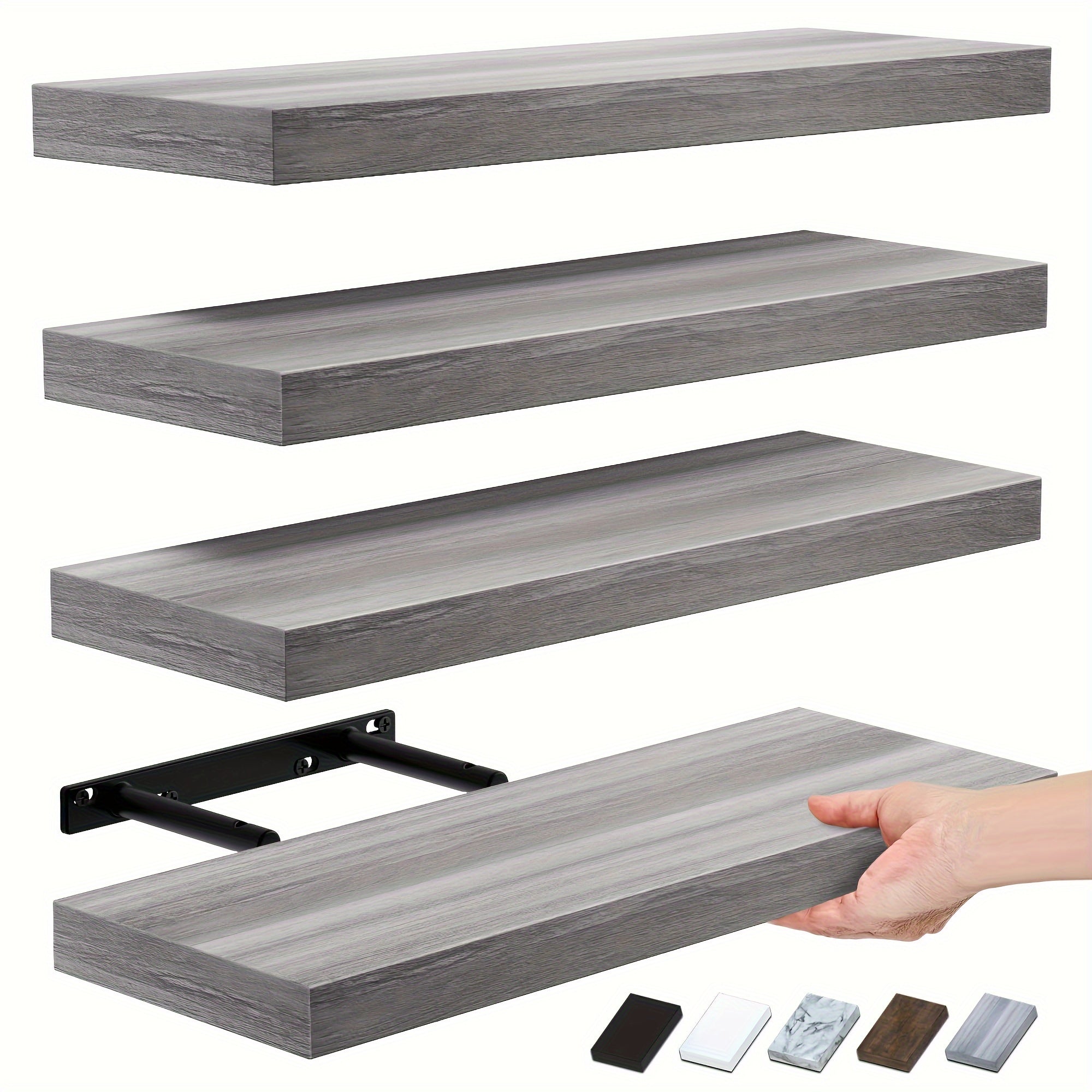 CasaWeiss: Wooden Wall Shelves – Set of 4, Modern & Hanging with Invisible Mounting for Plants & Photos in the Living Room