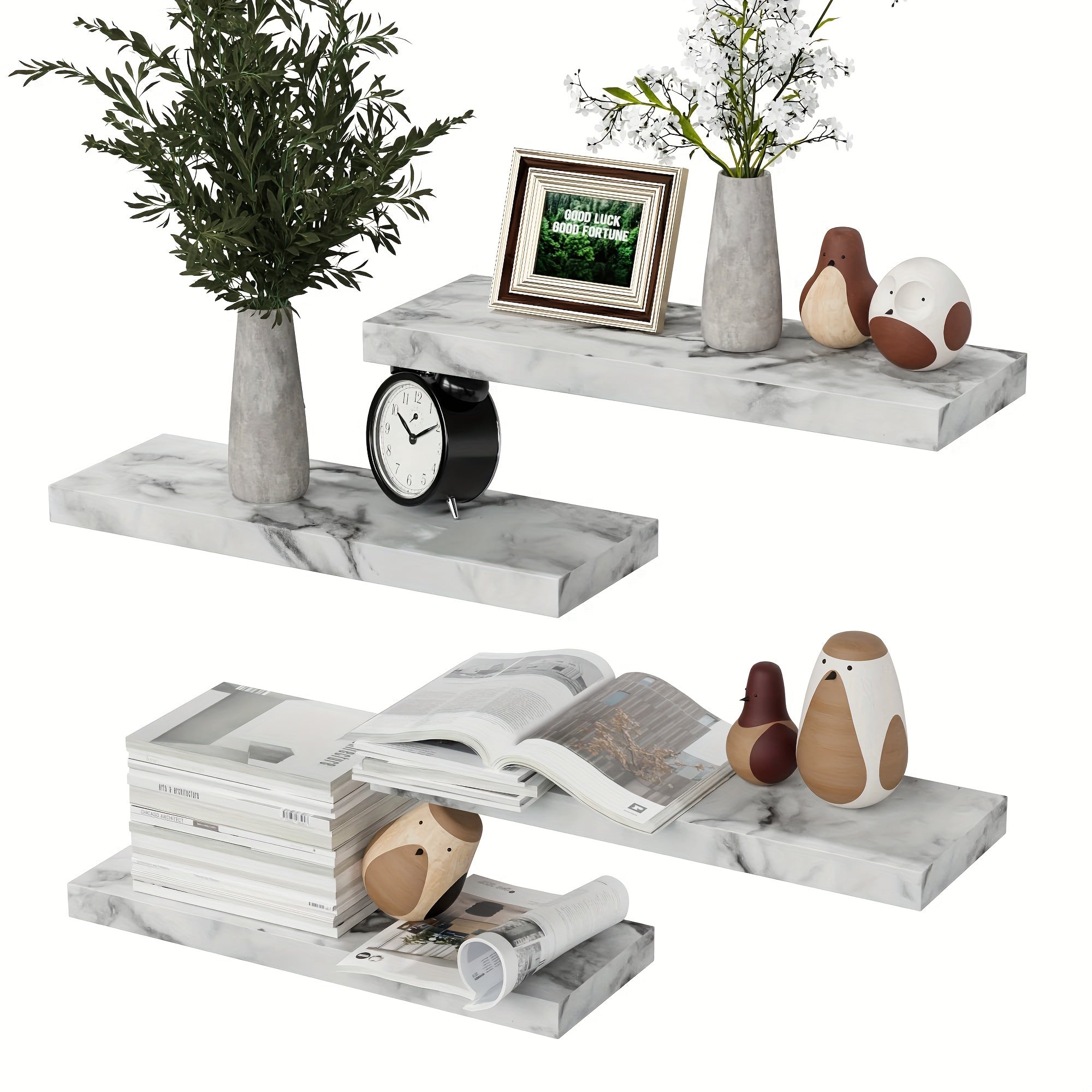 CasaWeiss: Wooden Wall Shelves – Set of 4, Modern & Hanging with Invisible Mounting for Plants & Photos in the Living Room