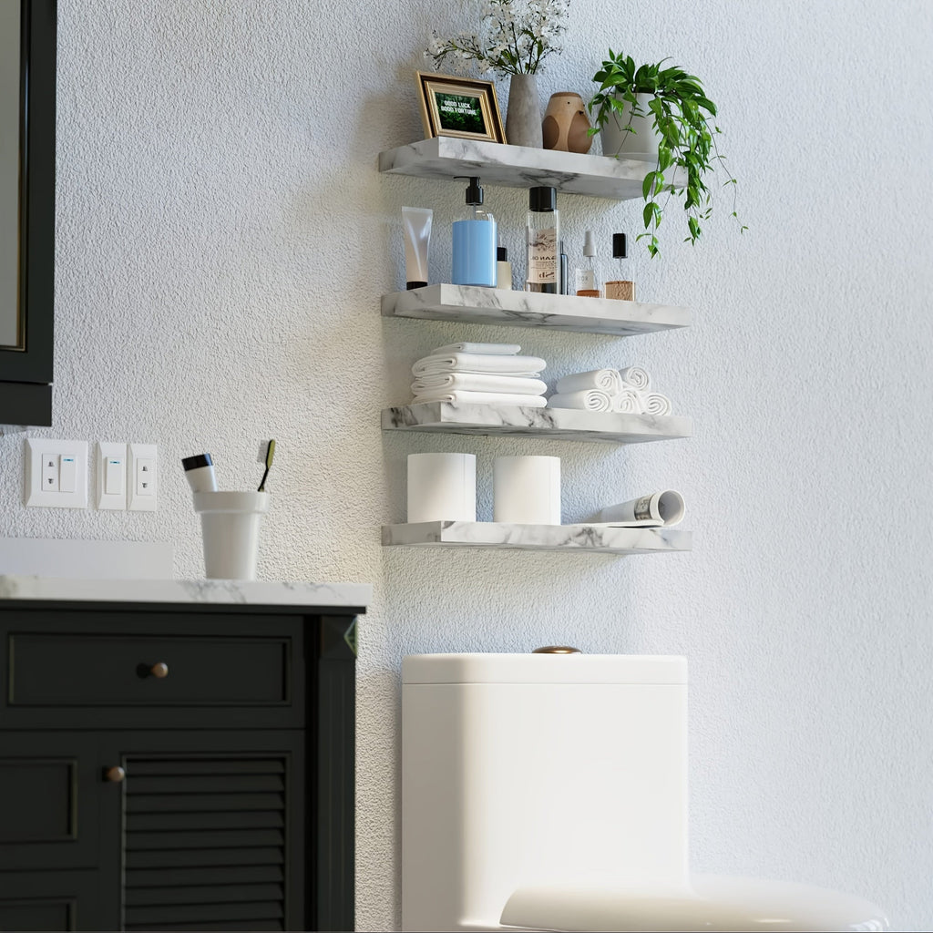 CasaWeiss: Wooden Wall Shelves – Set of 4, Modern & Hanging with Invisible Mounting for Plants & Photos in the Living Room