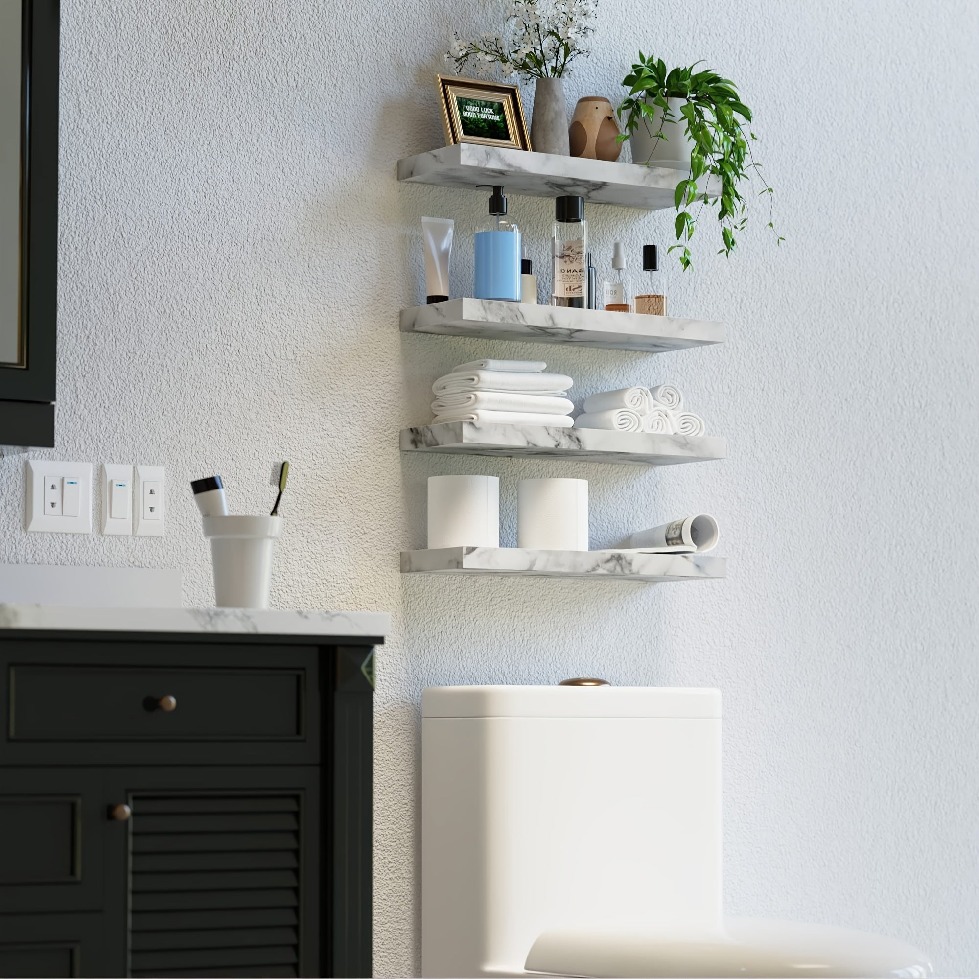 CasaWeiss: Wooden Wall Shelves – Set of 4, Modern & Hanging with Invisible Mounting for Plants & Photos in the Living Room