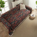 Casablanca: Boho-Style Sofa Throw with Geometric Pattern & Decorative Tassels – for Living Room & Couch
