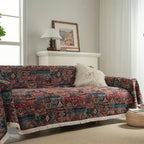 Casablanca: Boho-Style Sofa Throw with Geometric Pattern & Decorative Tassels – for Living Room & Couch