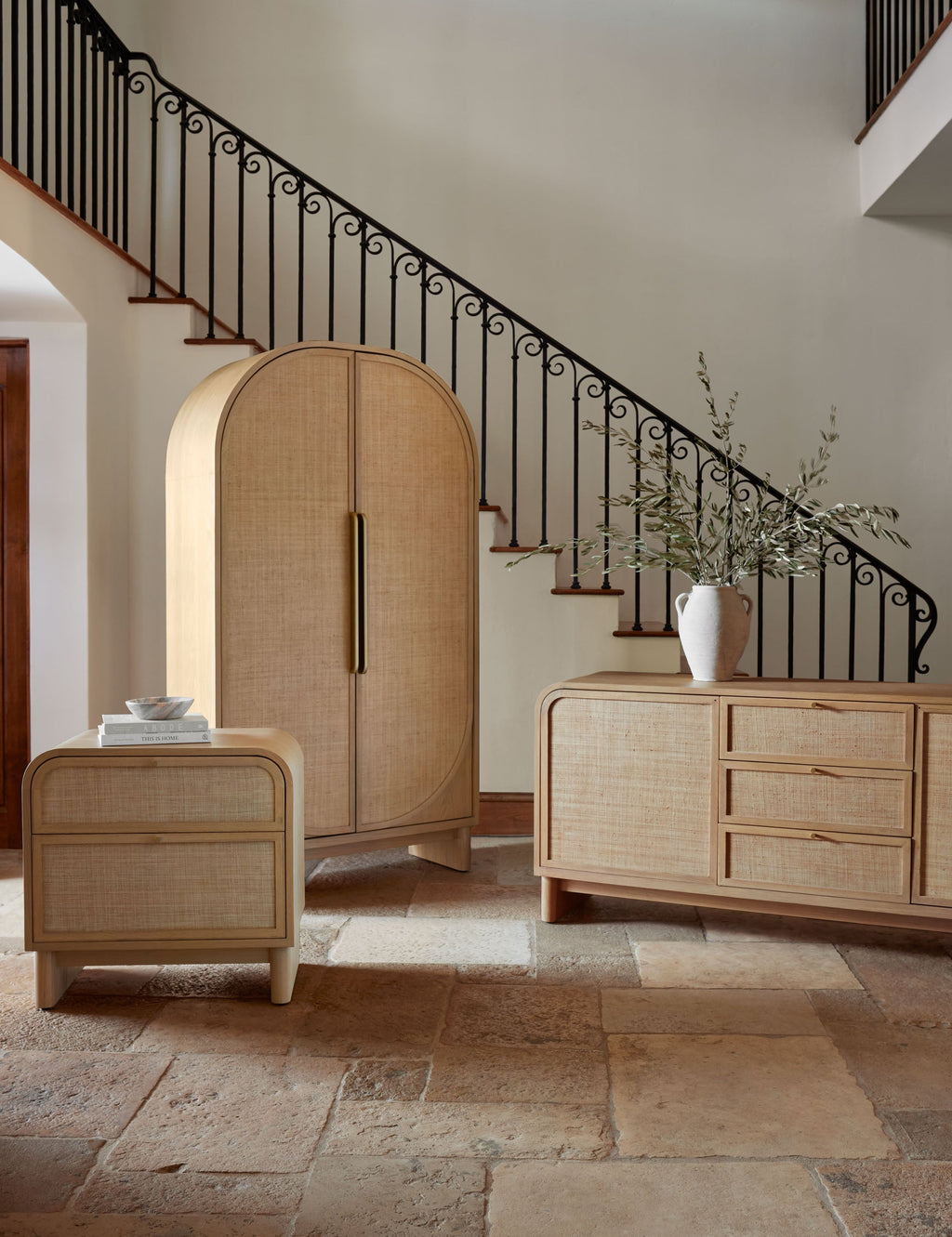 Soleil Nightstand | Rounded Oak Frame, Soft-Close Drawers