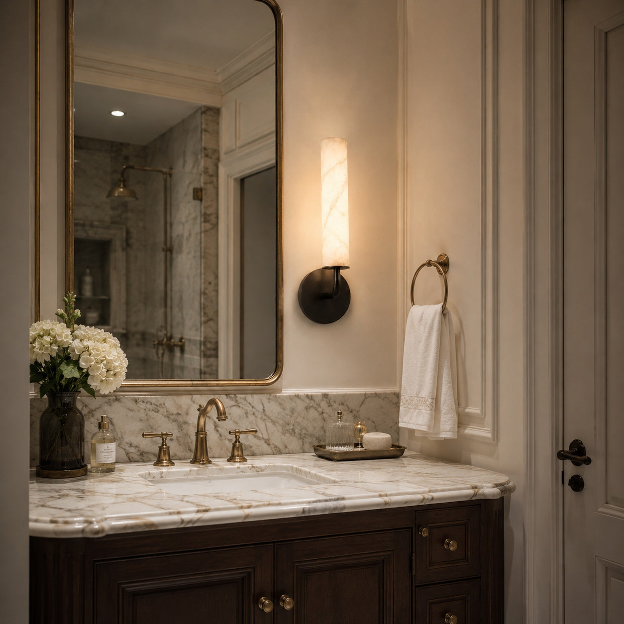 Casoria Natural Alabaster Cylinder Wall Sconce