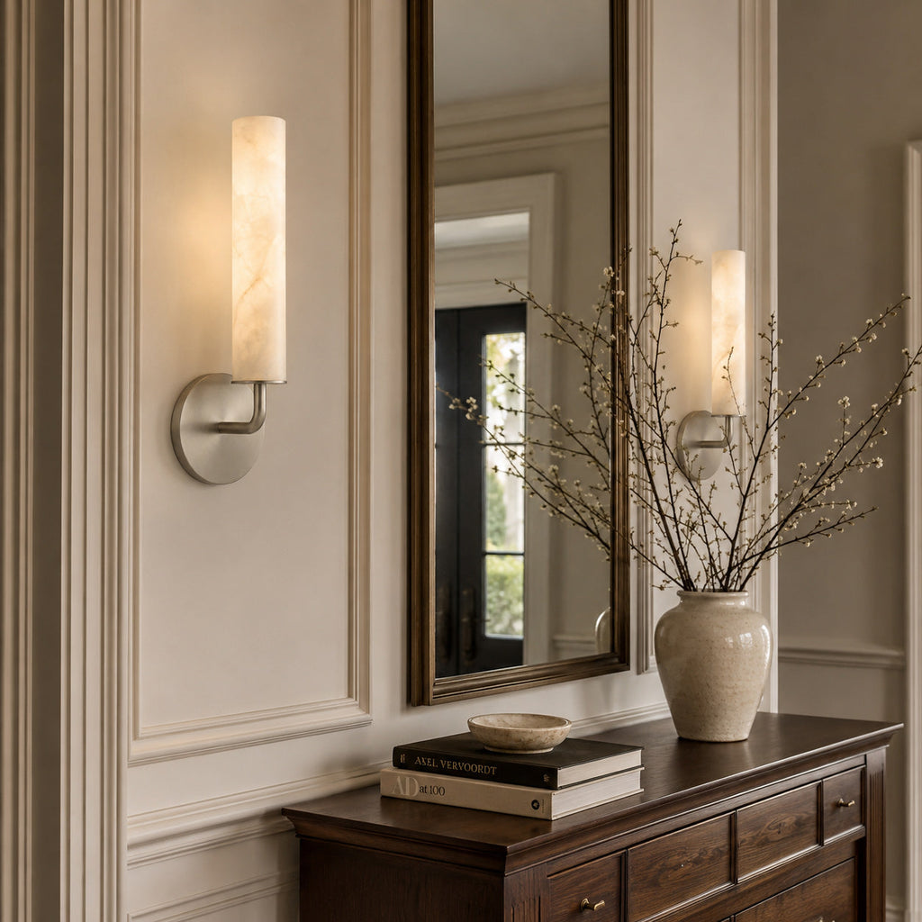 Casoria Natural Alabaster Cylinder Wall Sconce