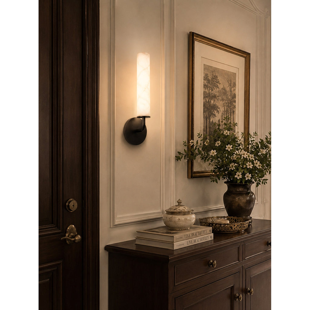 Casoria Natural Alabaster Cylinder Wall Sconce